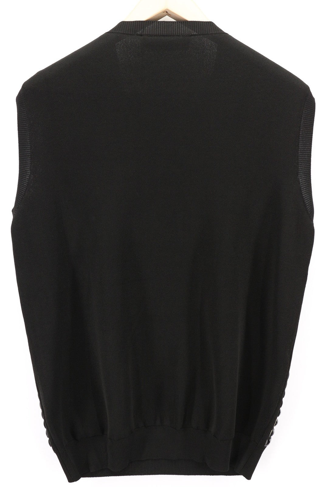DSQUARED2 moteriškas megztinis L dydžio juodas medvilninis megztinis be rankovių su dygsniais 