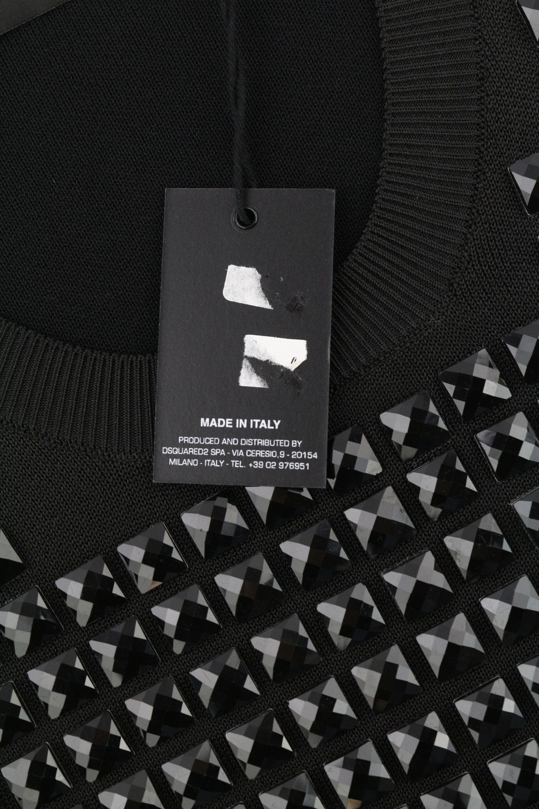 DSQUARED2 moteriškas megztinis L dydžio juodas medvilninis megztinis be rankovių su dygsniais 