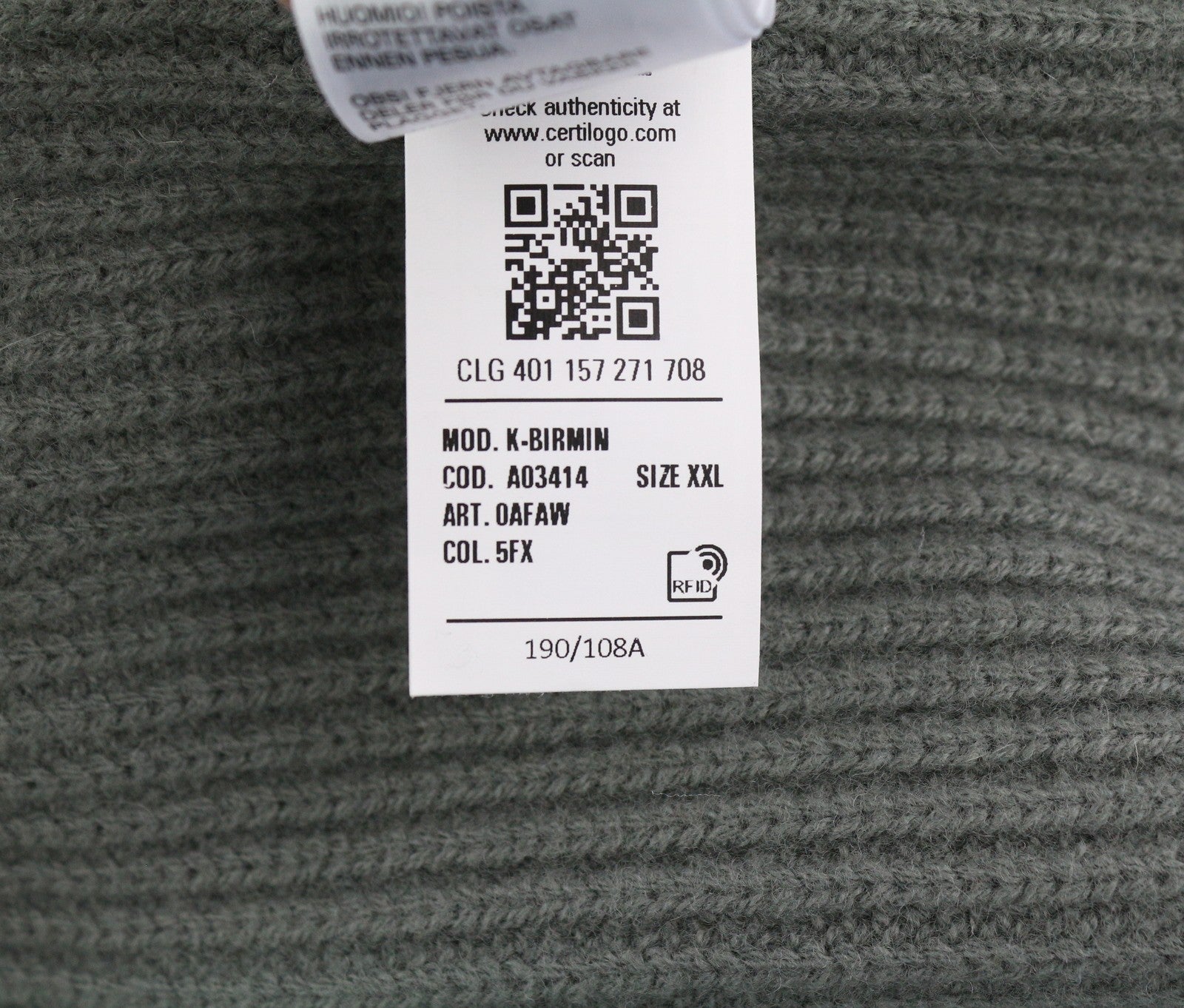 DIESEL K-Birmin vyriškas megztinis su apvalia kaklo iškirpte, vilnoniu tampriu logotipu, 2XL spalvos, chaki spalvos 