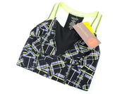 SWEATY BETTY Homestraight Run 2XS Sports Bra Black Print Stretch  Womens