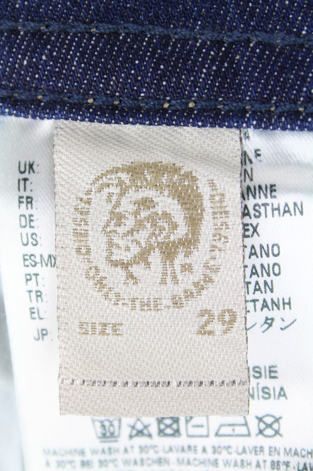 DIESEL Buster 084GR vyriški džinsai W29 L32 Slim Fit tamprūs siaurėjantys džinsai su sagomis, mėlynos spalvos 