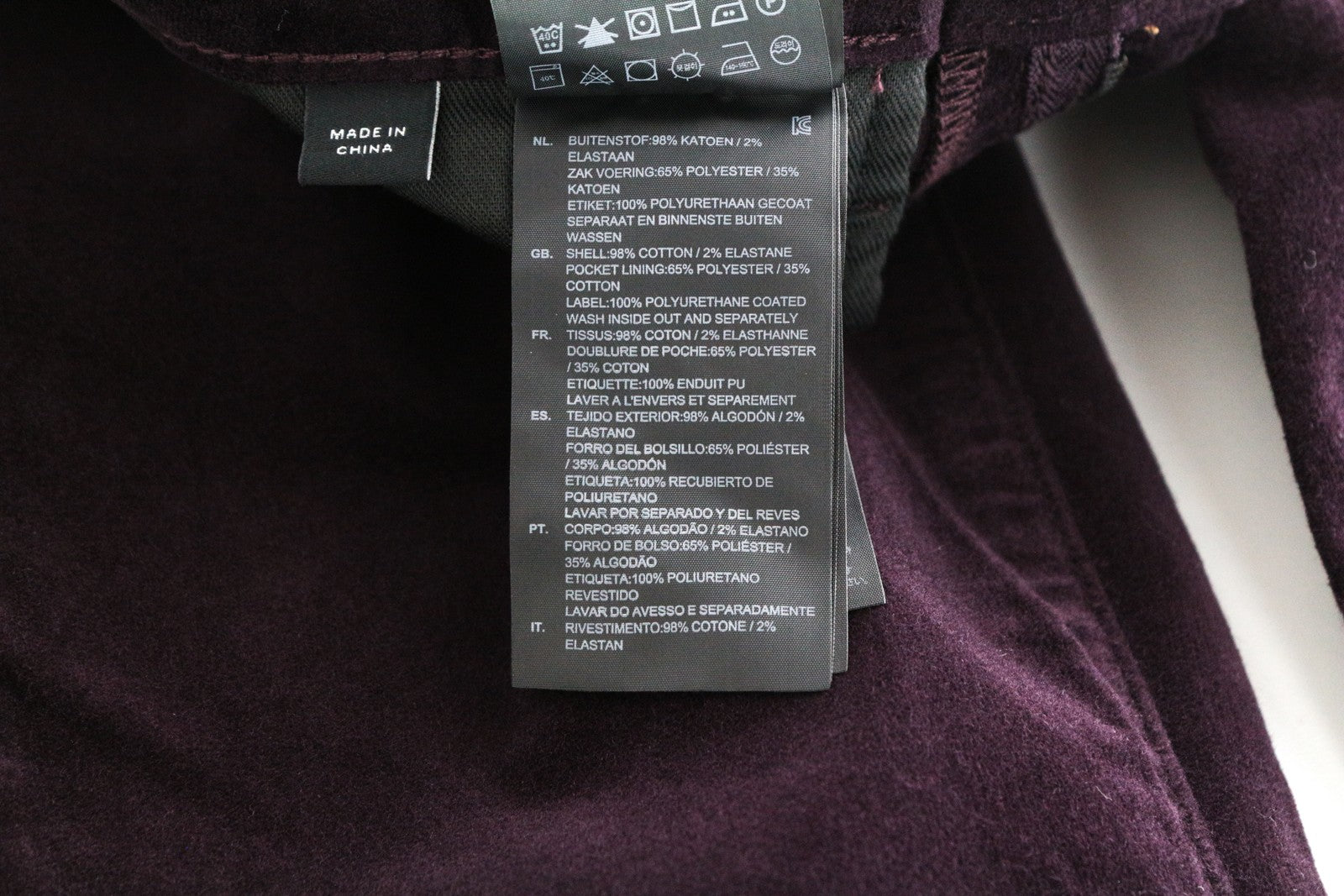 G-STAR RAW moteriškos W24 L30 violetinės velveto aptemptos medvilnės kelnės 