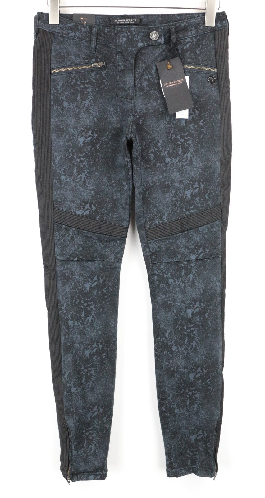 MAISON SCOTCH Women's W28 Skinny Jeans Grey Blue Stretch Pattern Cotton Pants