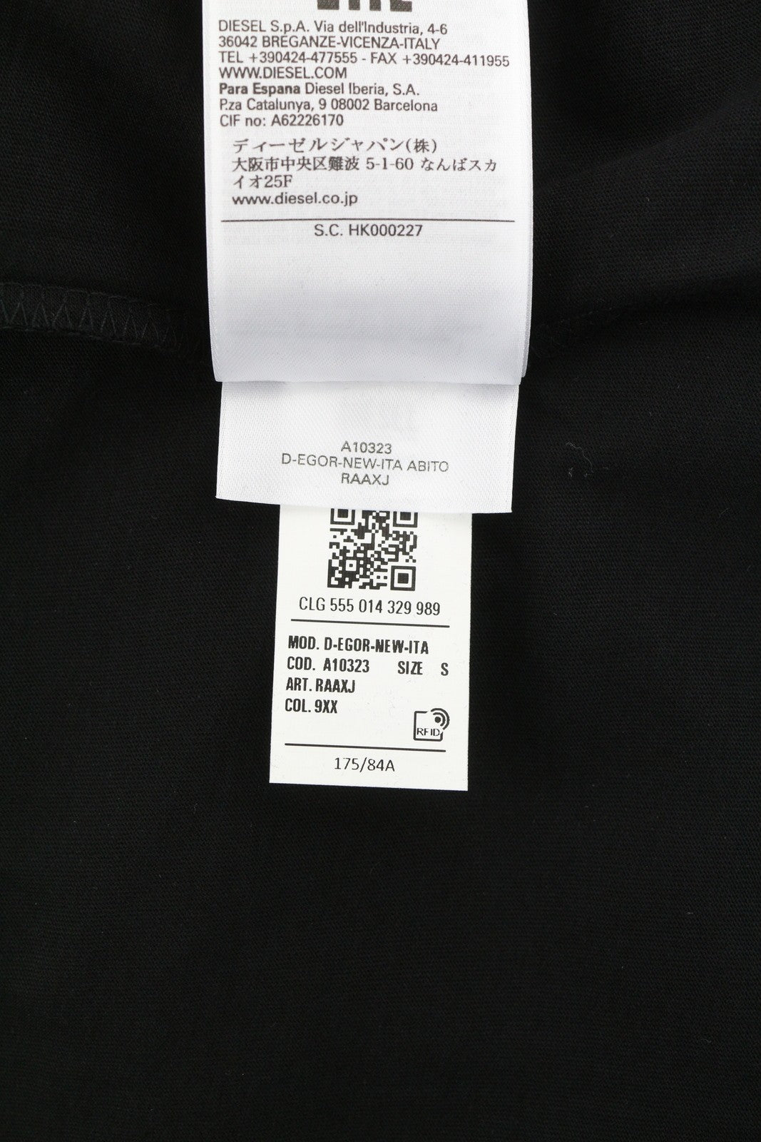 DIESEL D-Egor-New-Ita moteriška suknelė S juoda trumpomis rankovėmis trikotažo laisvalaikio logotipu mini 