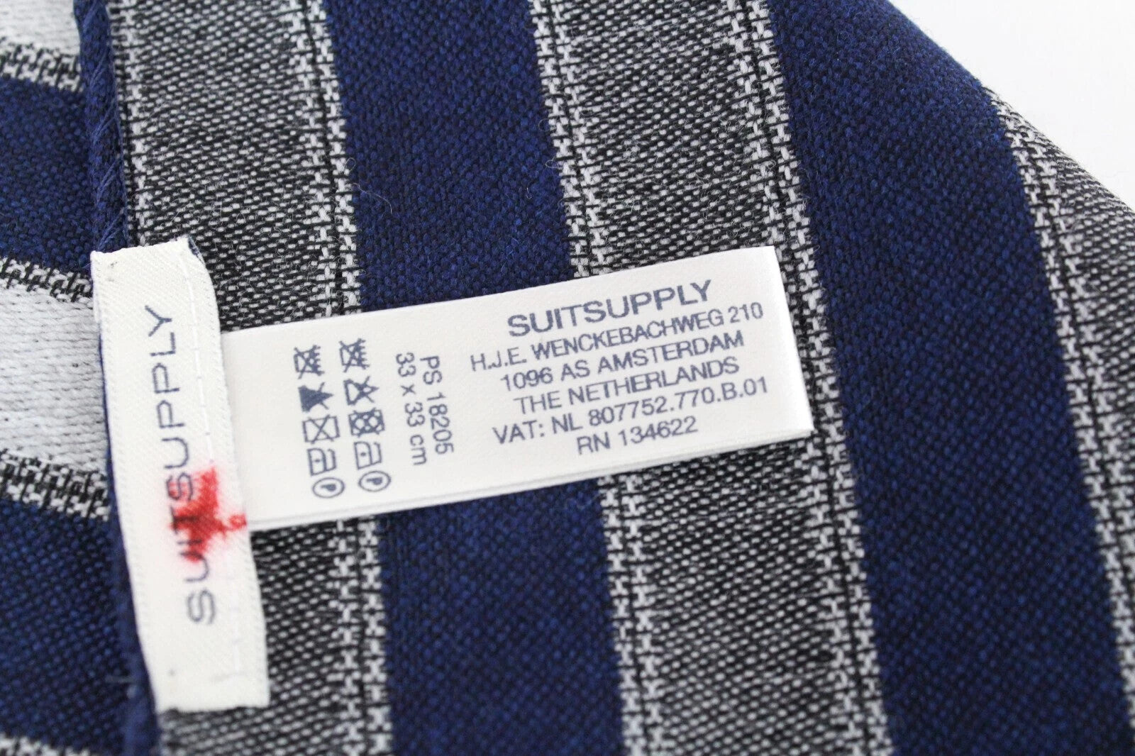 SUITSUPPLY mėlynai pilkos vilnos ir šilko 33x33 cm lengvos vyriškos kišeninės nosinaitės 