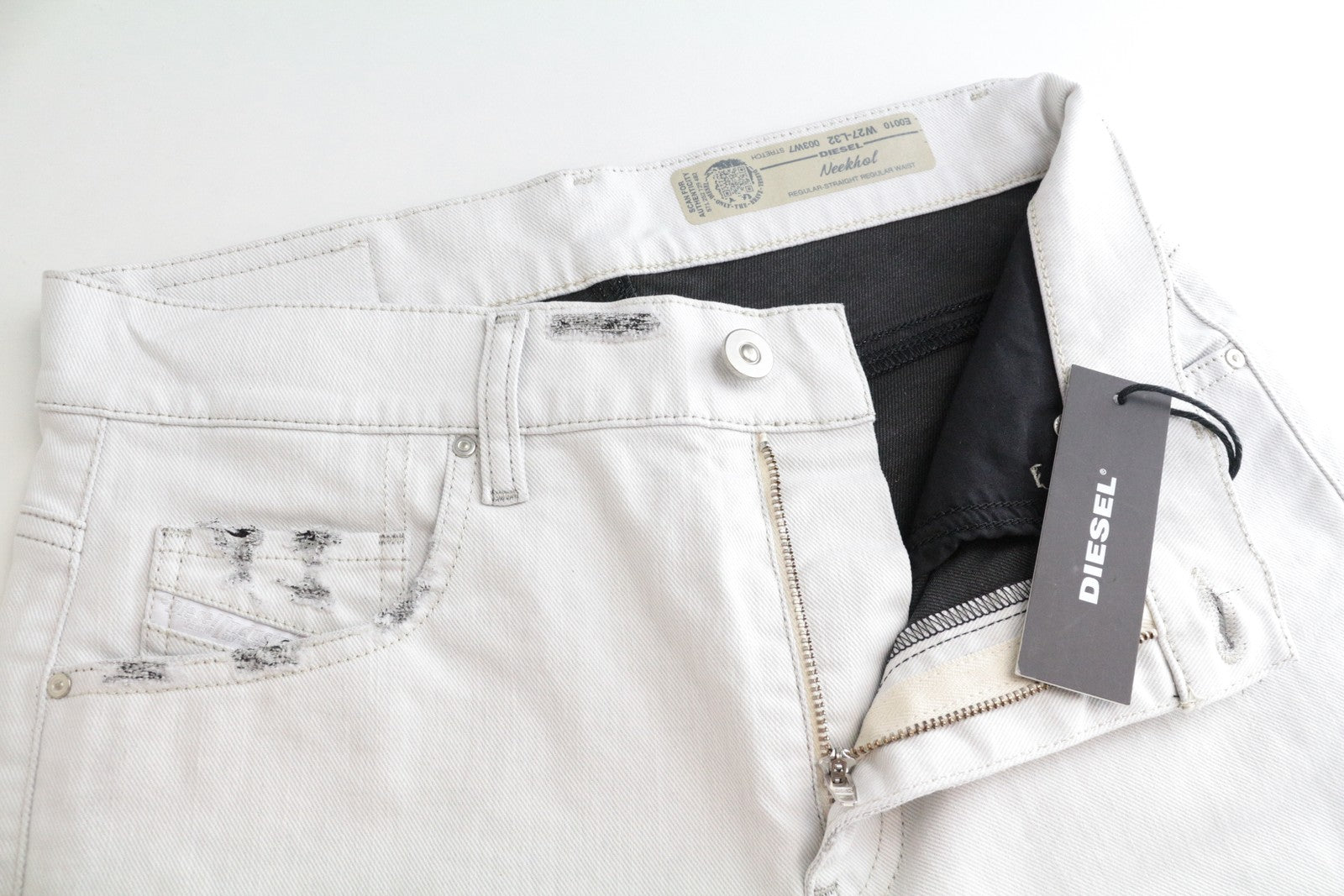 DIESEL Neekhol 003W7 Women's W27 L32 Light Blue Cotton Straight Stretch Jeans