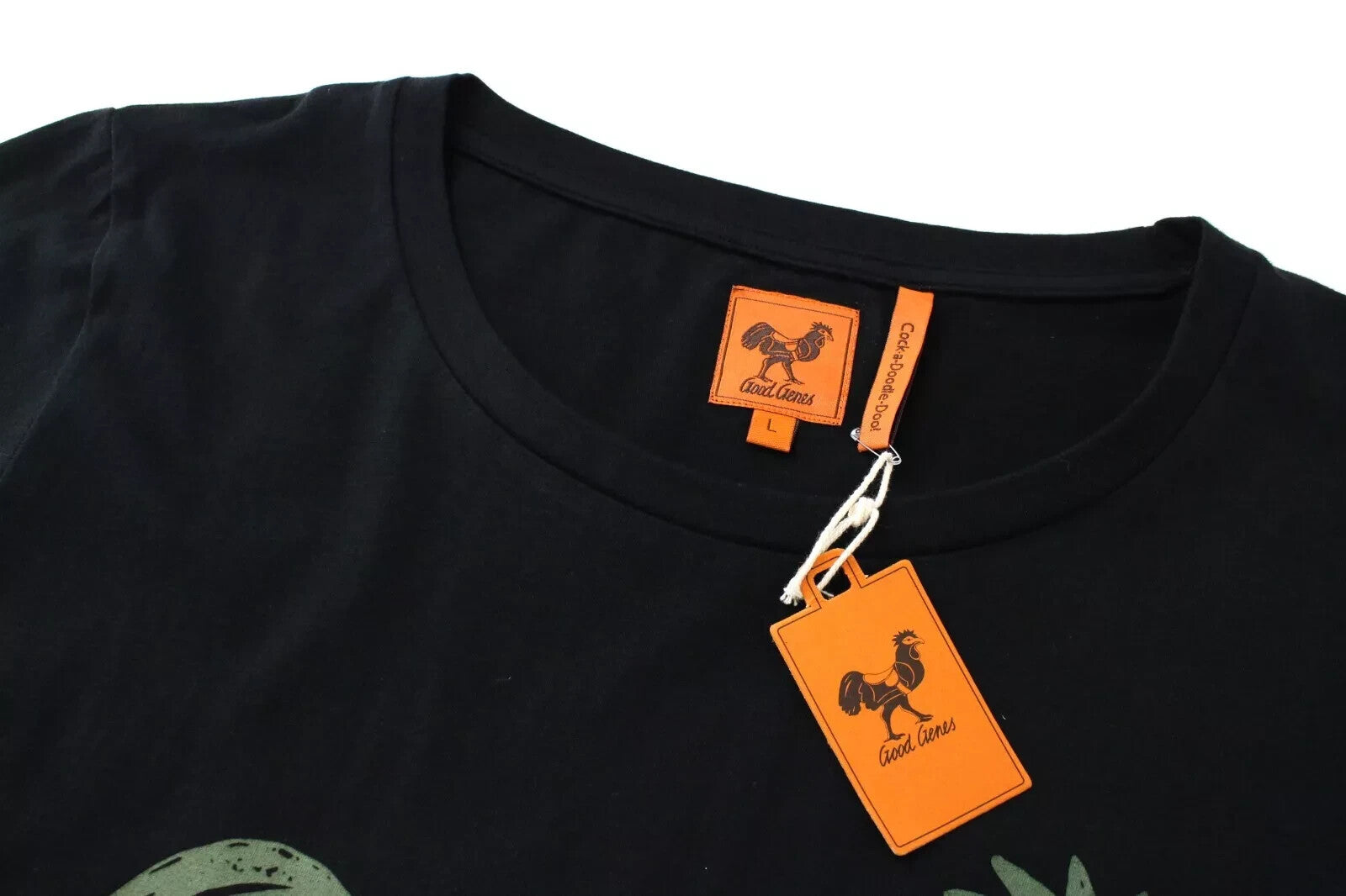 GOOD GENES L juodi medvilniniai vyriški marškinėliai apvalia kaklo iškirpte ir trumpomis rankovėmis 