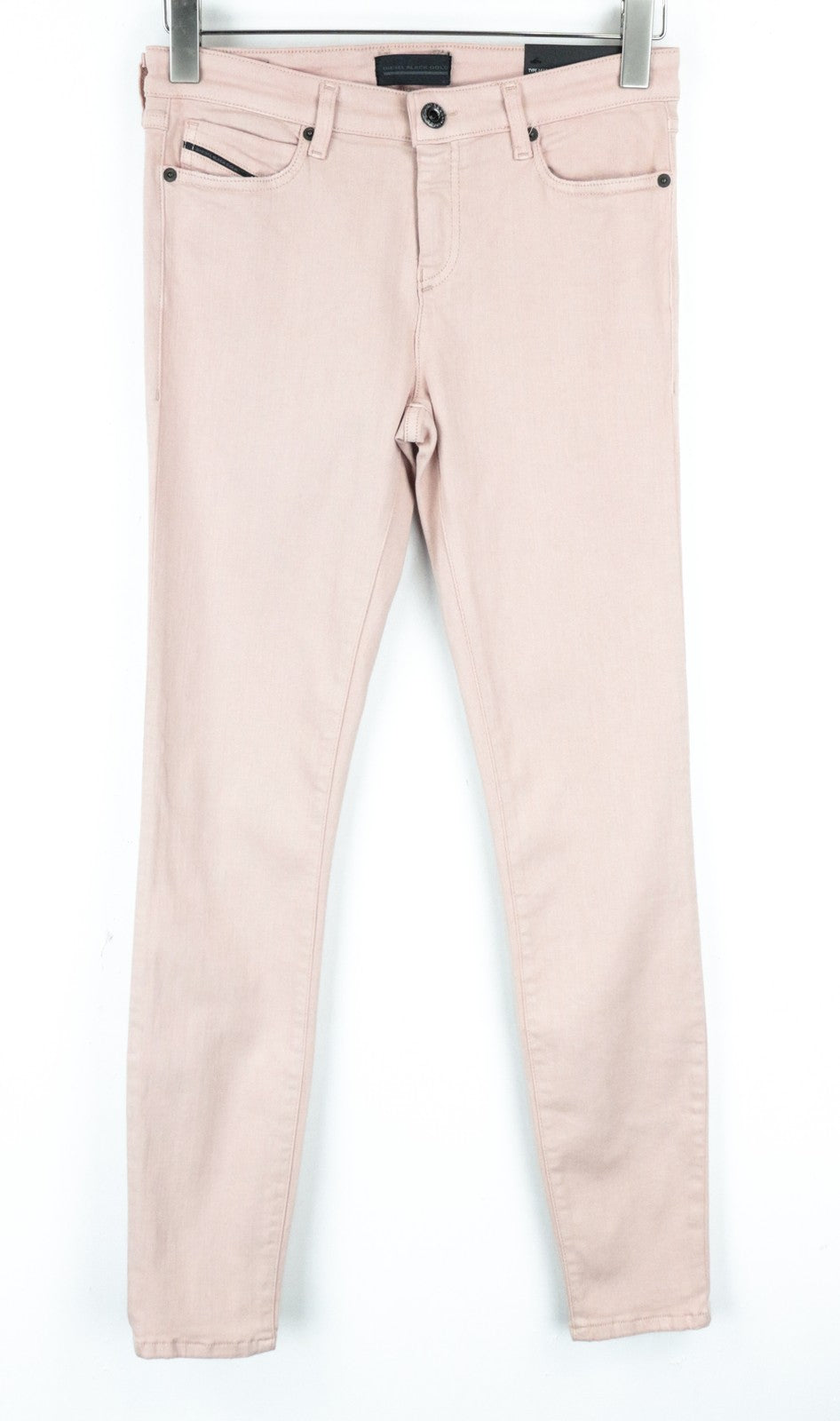 DIESEL BLACK GOLD Type-161C BG8M1 moteriškos W27 rožinės itin aptemptos trumpintos tamprios kelnės 