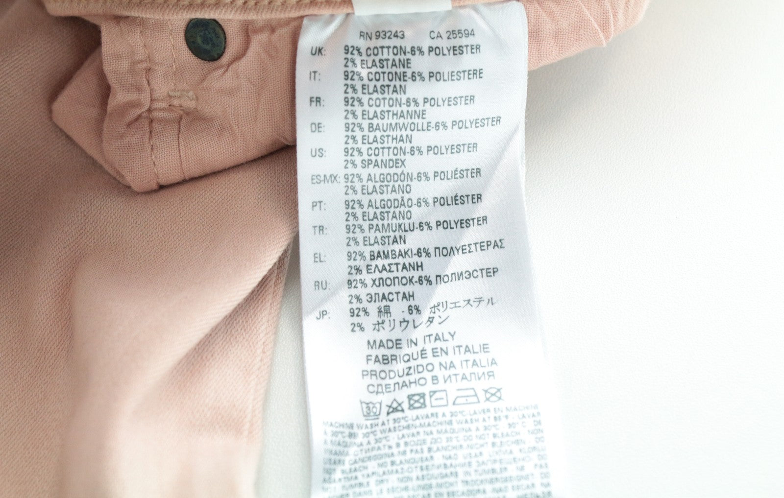 DIESEL BLACK GOLD Type-161C BG8M1 moteriškos W27 rožinės itin aptemptos trumpintos tamprios kelnės 