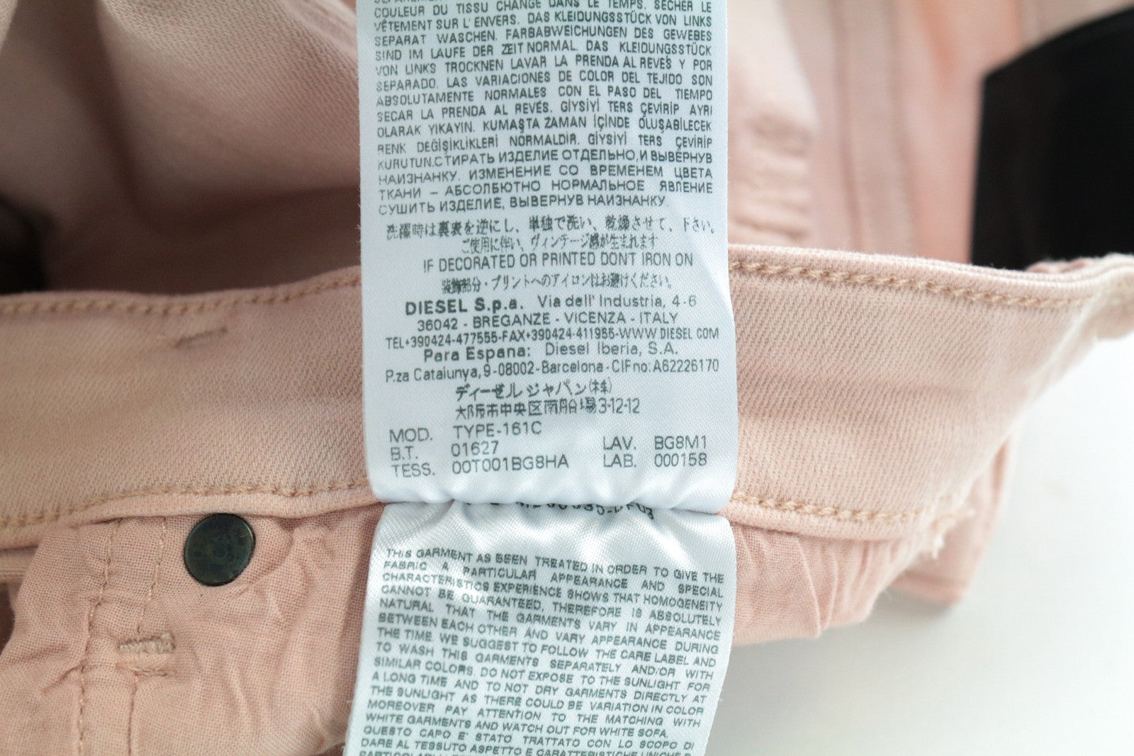 DIESEL BLACK GOLD Type-161C BG8M1 moteriškos W27 rožinės itin aptemptos trumpintos tamprios kelnės 