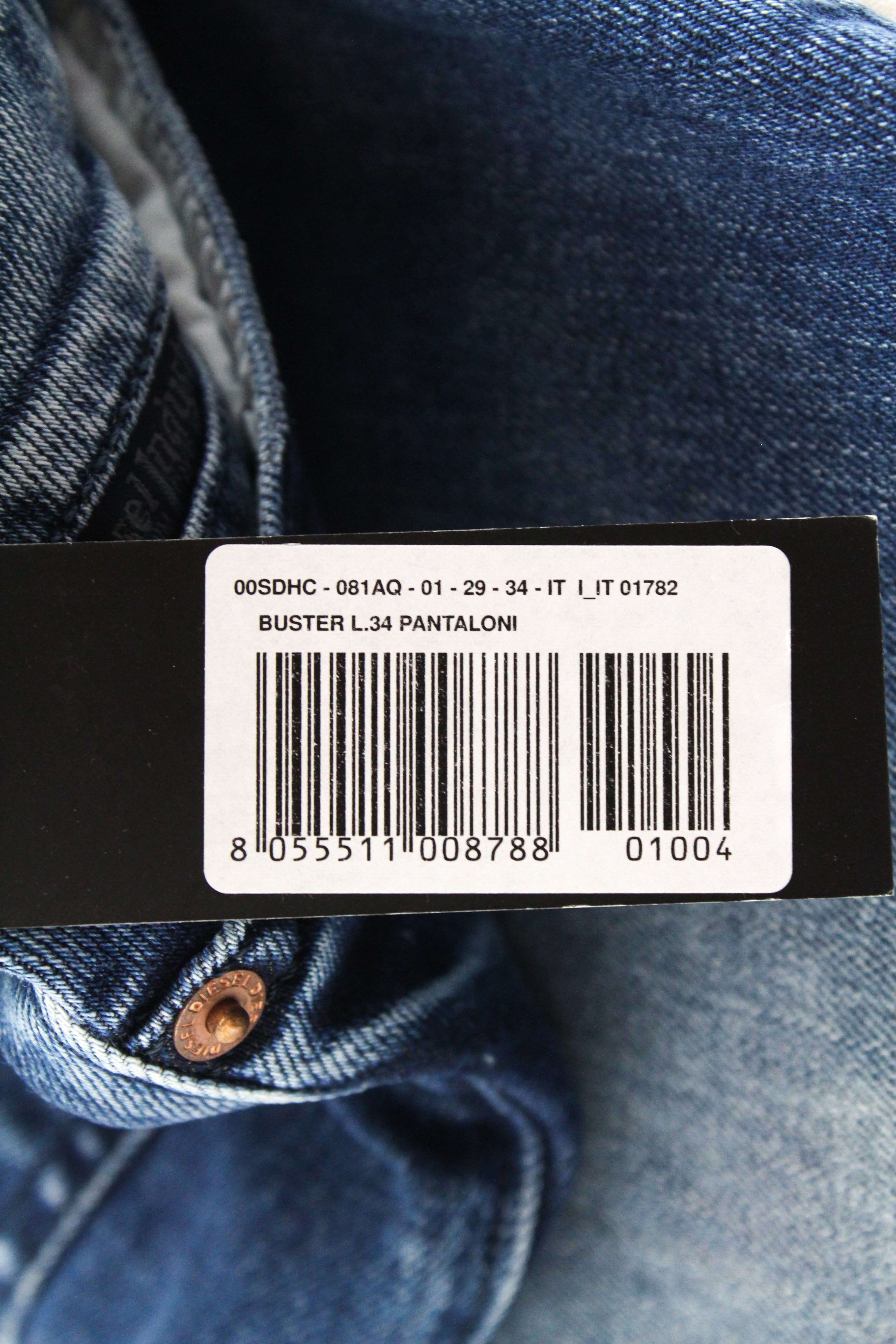 DIESEL Buster 081AQ vyriški džinsai W29 L34 mėlyni, siaurėjantys, ploni, tamprūs. 