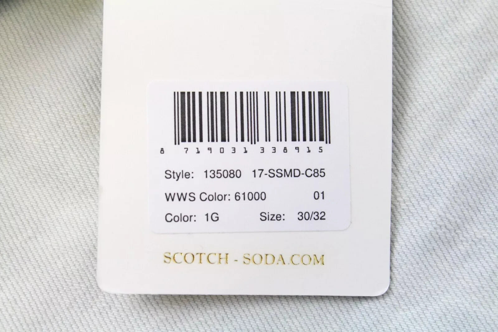 SCOTCH & SODA Tye W30/L32 Slim Carrot Jeans Mens Blue Washed Cotton