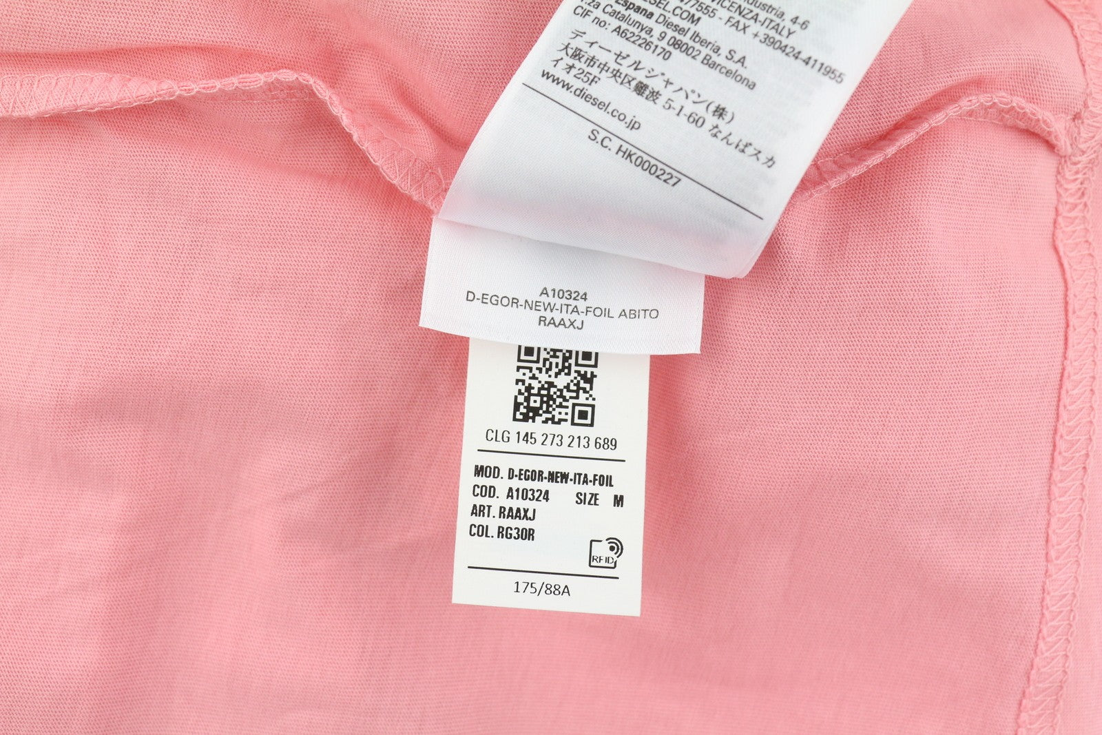 DIESEL D-Egor-New-Ita-Foil moteriška suknelė M rožinė trumpomis rankovėmis trikotažo laisvalaikio mini 