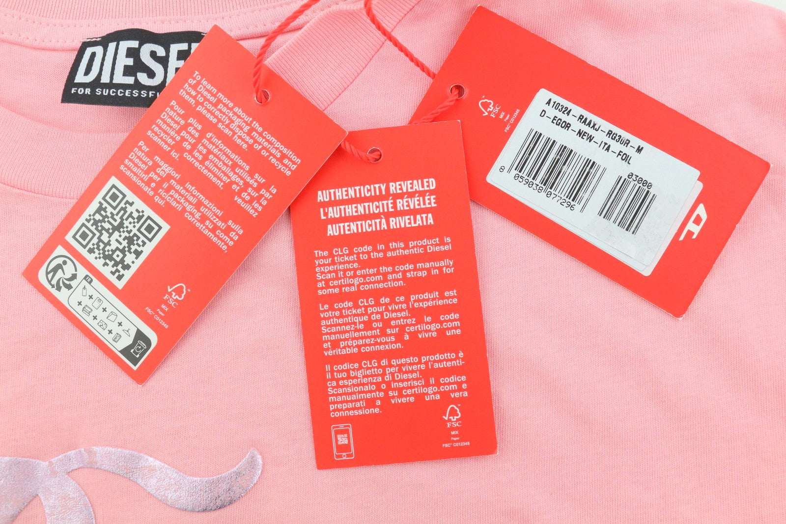 DIESEL D-Egor-New-Ita-Foil moteriška suknelė M rožinė trumpomis rankovėmis trikotažo laisvalaikio mini 