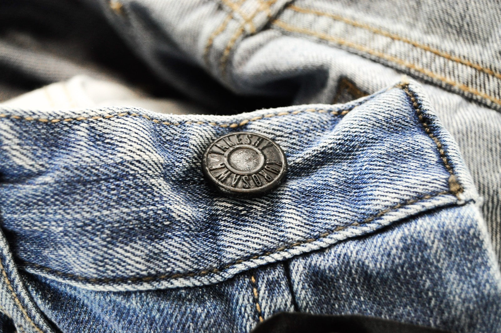 TAKESHY KUROSAWA W32 Light Blue Washed Jeans Distressed Mens Cotton Slim