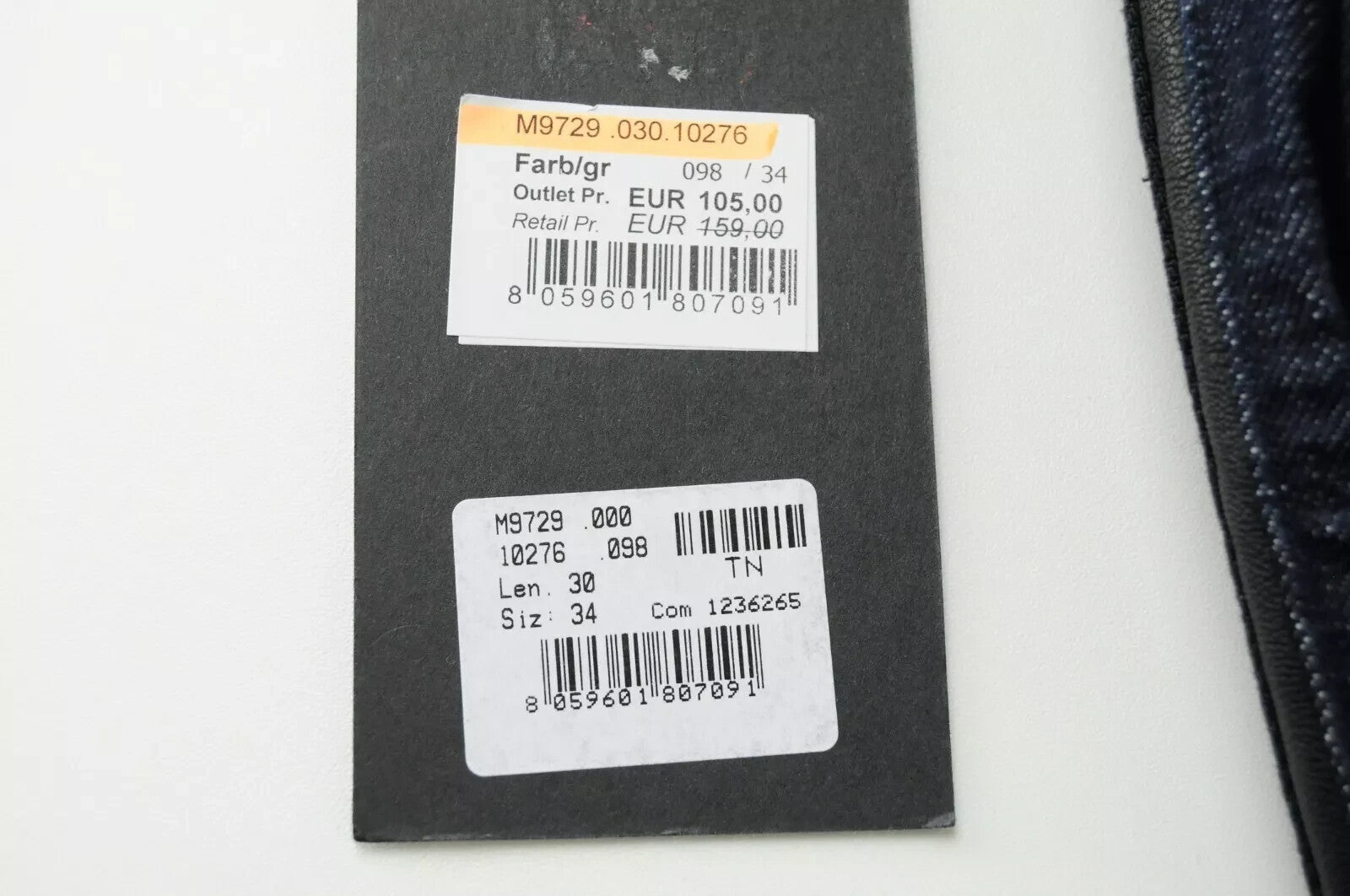 REPLAY Atelier Slim W34 L30 vyriški džinsai su užtrauktuku ir kišenėmis, juodos ir mėlynos medvilninės kelnės 