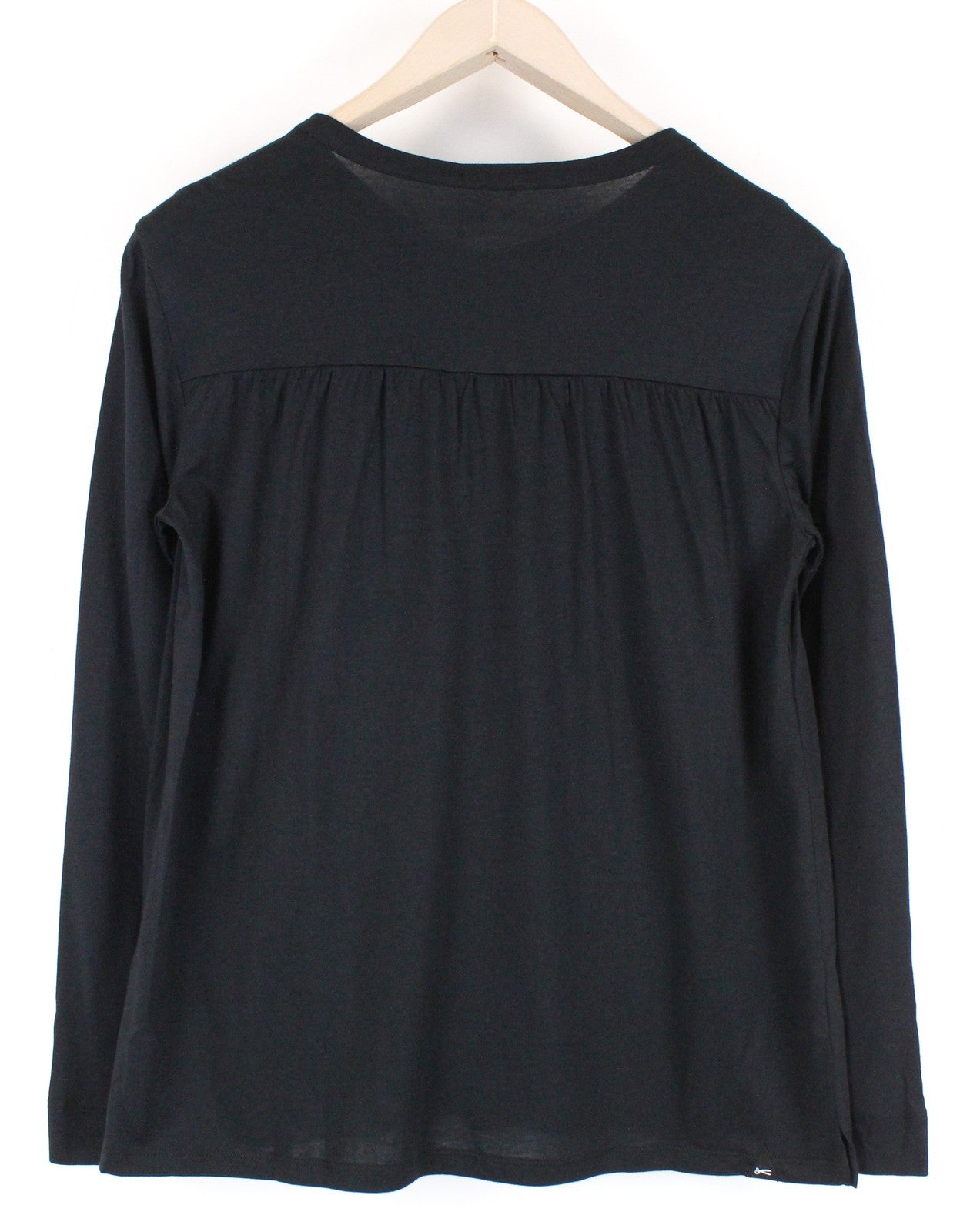 DENHAM Baldwin XS Women's Black Long Sleeve Henley Tee Cotton Blend Casual