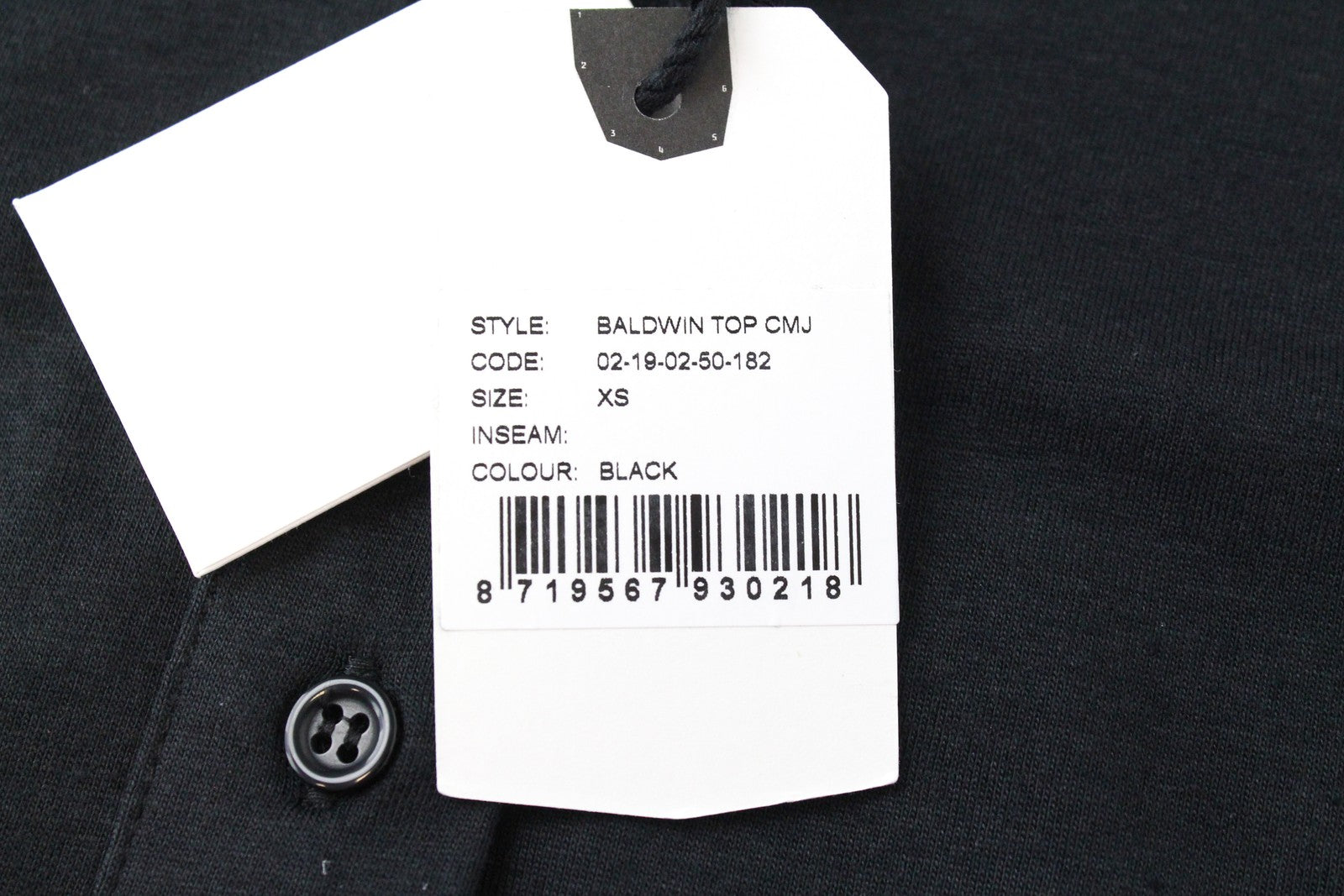 DENHAM Baldwin XS Women's Black Long Sleeve Henley Tee Cotton Blend Casual