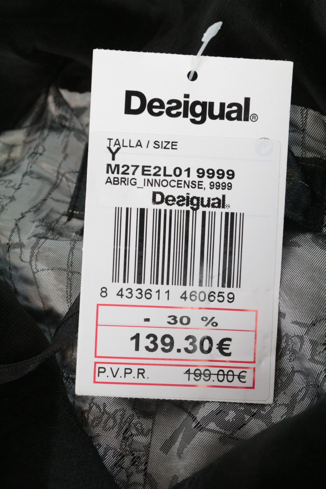 DESIGUAL Innocense Women's Black Wool Coat EU38 Double-Breasted Jacquard