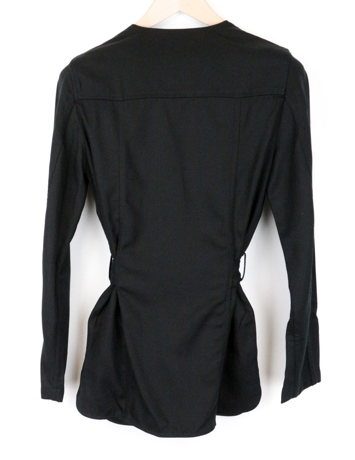 DENHAM Moonlight moteriškas švarkas XS dydžio, juodos spalvos, su diržu ir sagomis užsegama apykakle 