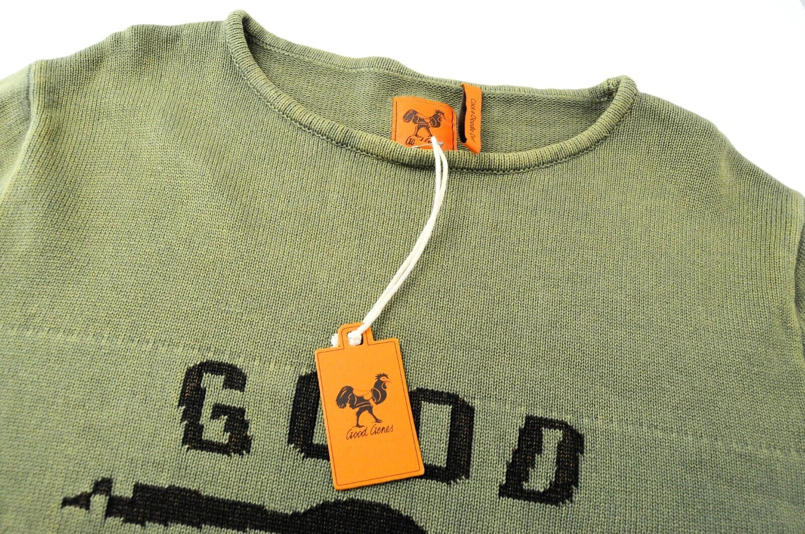 GOOD GENES XL dydžio gebenės žalios spalvos vyriškas megztinis su ilgu megztiniu užsegimu 