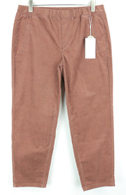 LOUNGE NINE Women's Trousers 42 Brown Corduroy Straight Cotton Pull-On Pants