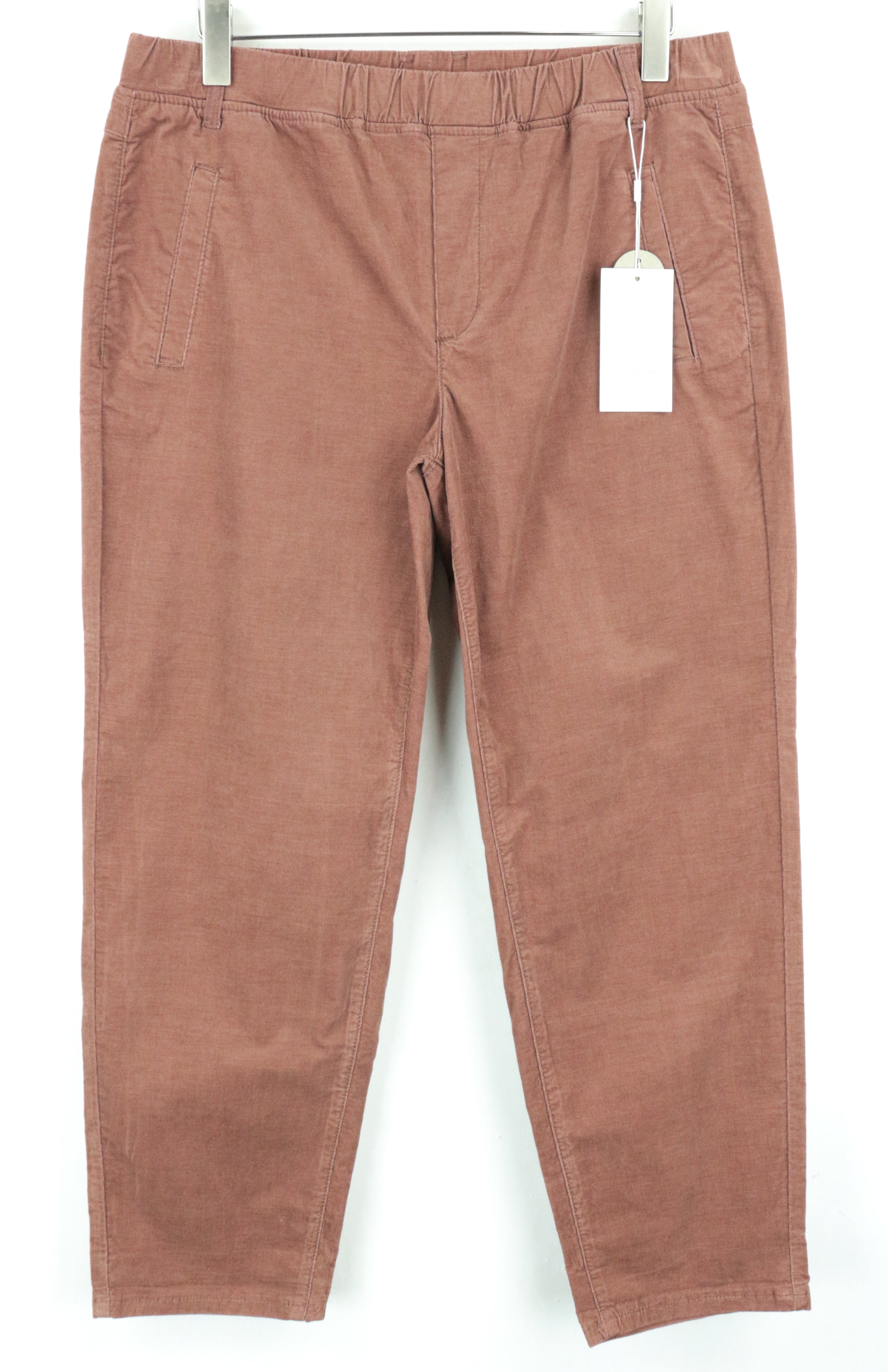LOUNGE NINE Women's Trousers 42 Brown Corduroy Straight Cotton Pull-On Pants