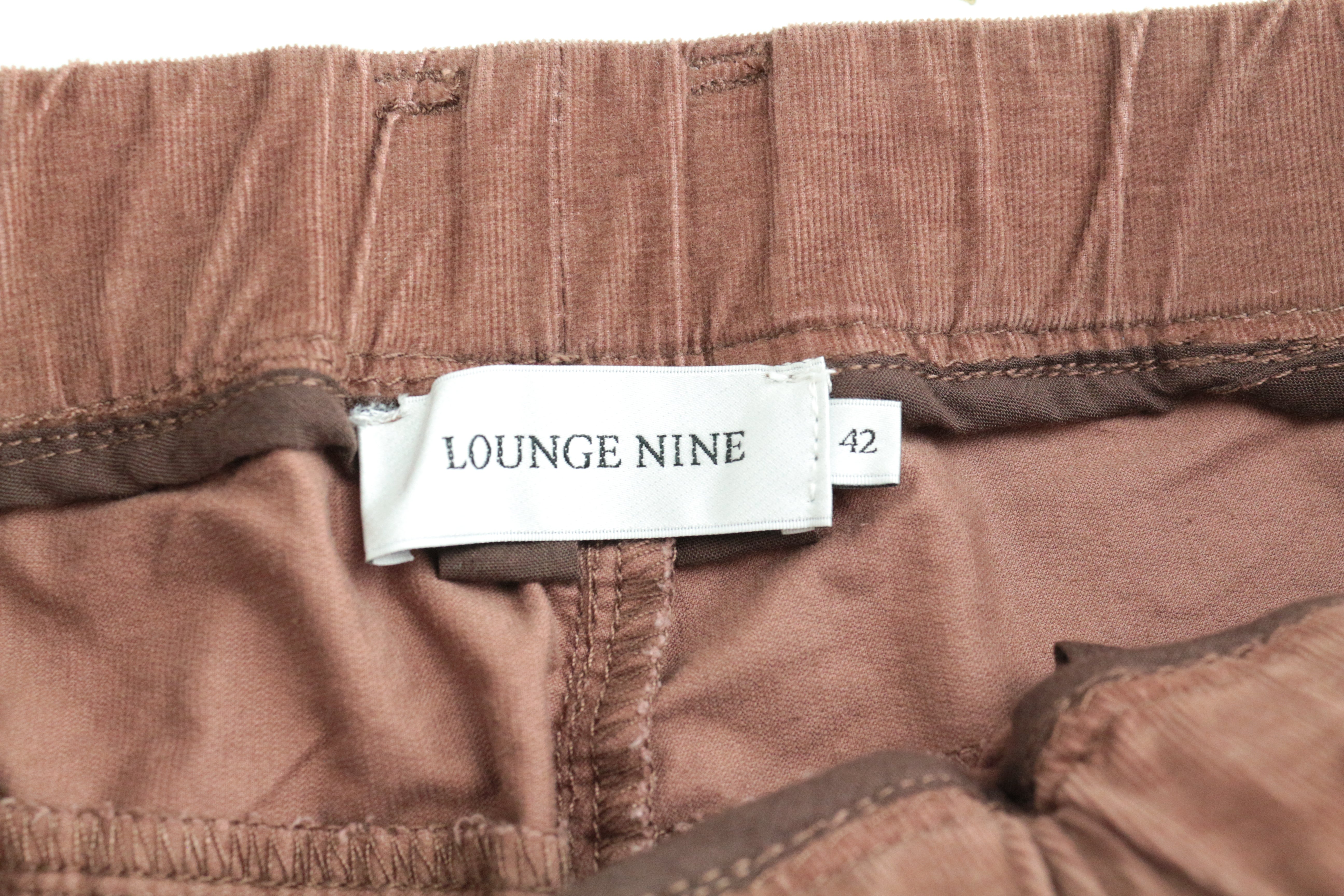 LOUNGE NINE Women's Trousers 42 Brown Corduroy Straight Cotton Pull-On Pants