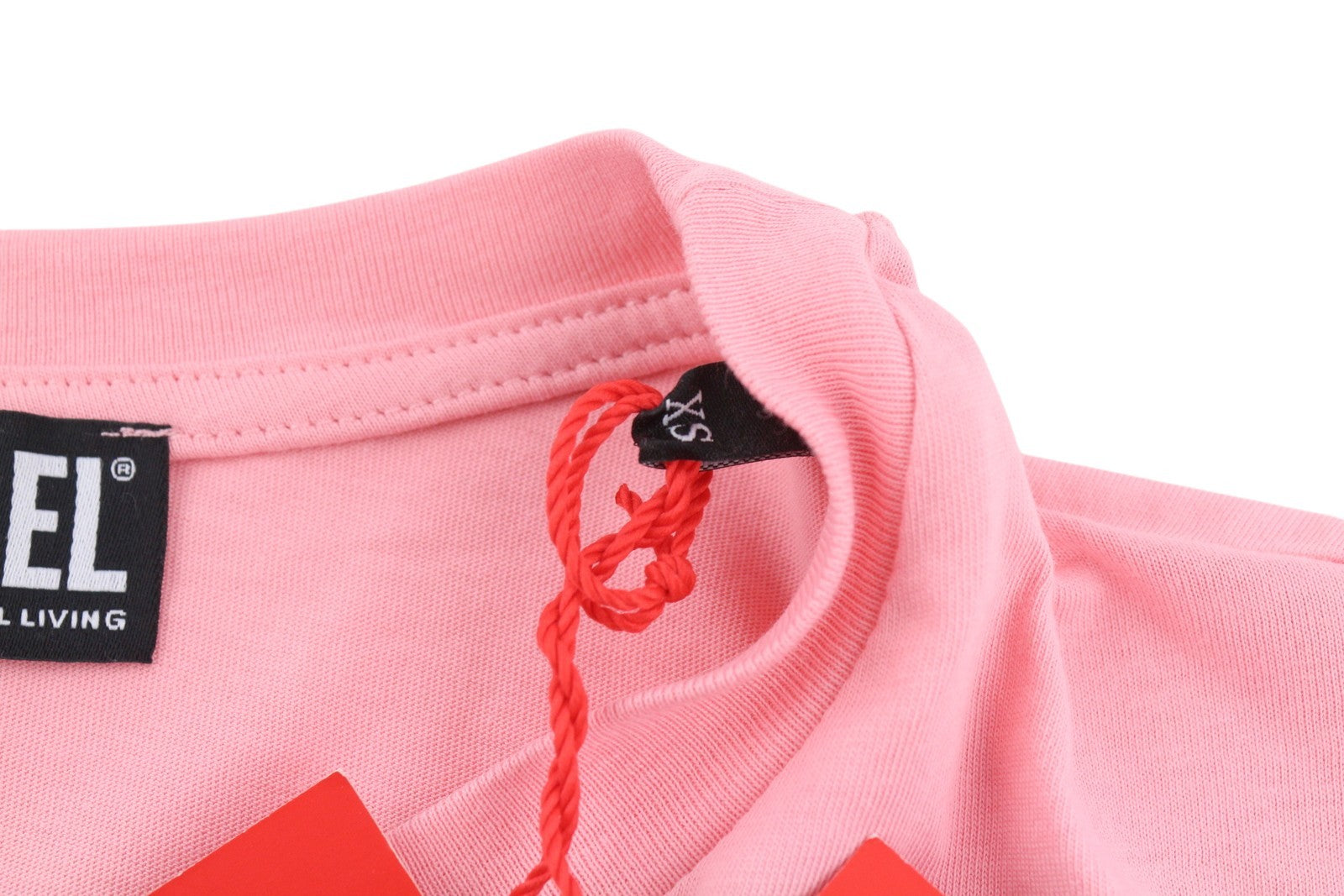 DIESEL D-Egor-New-Ita-Foil moteriška suknelė XS, rožinė, trumpomis rankovėmis, trikotažo stiliaus, laisvalaikio, mini suknelė 