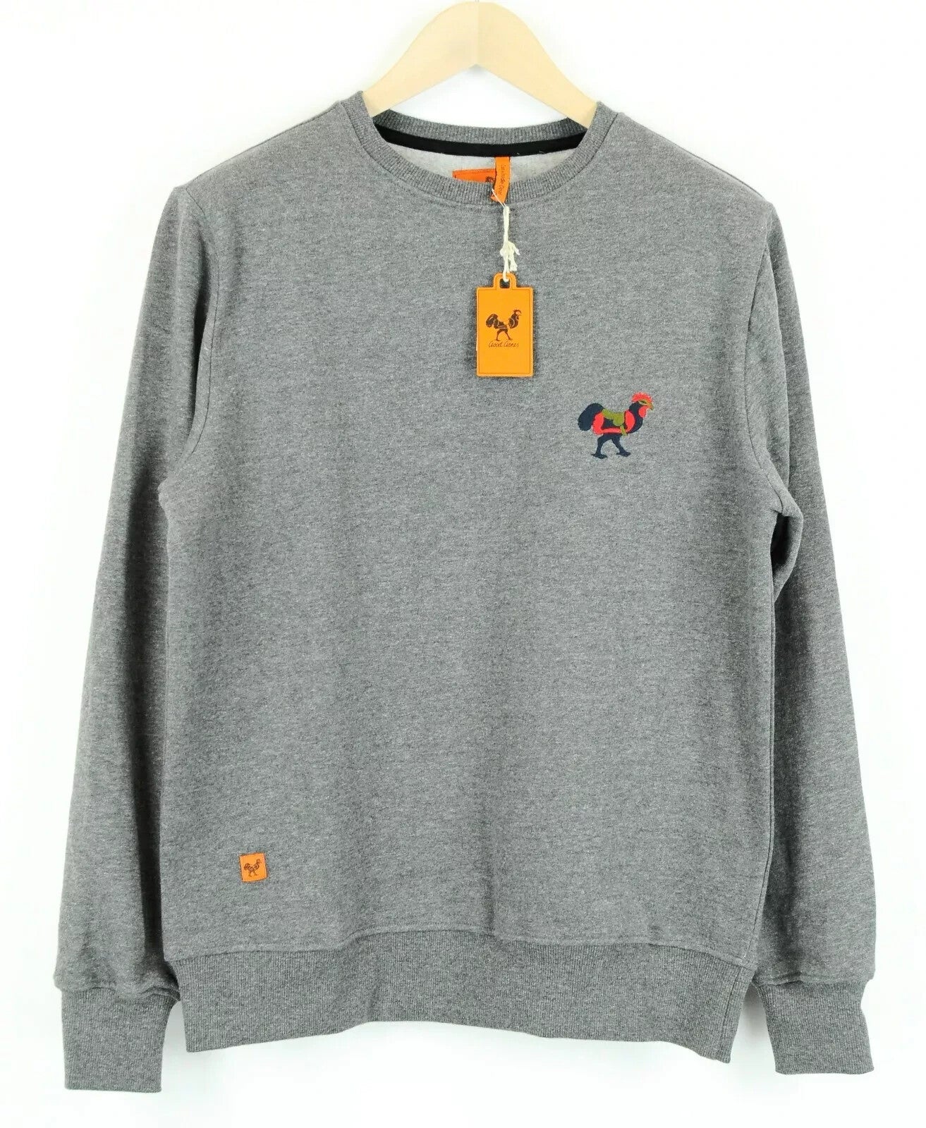 „GOOD GENES S“ vidutinio pilkumo medvilninis džemperis su apvalia kaklo iškirpte ir siuvinėtu audiniu vyrams 