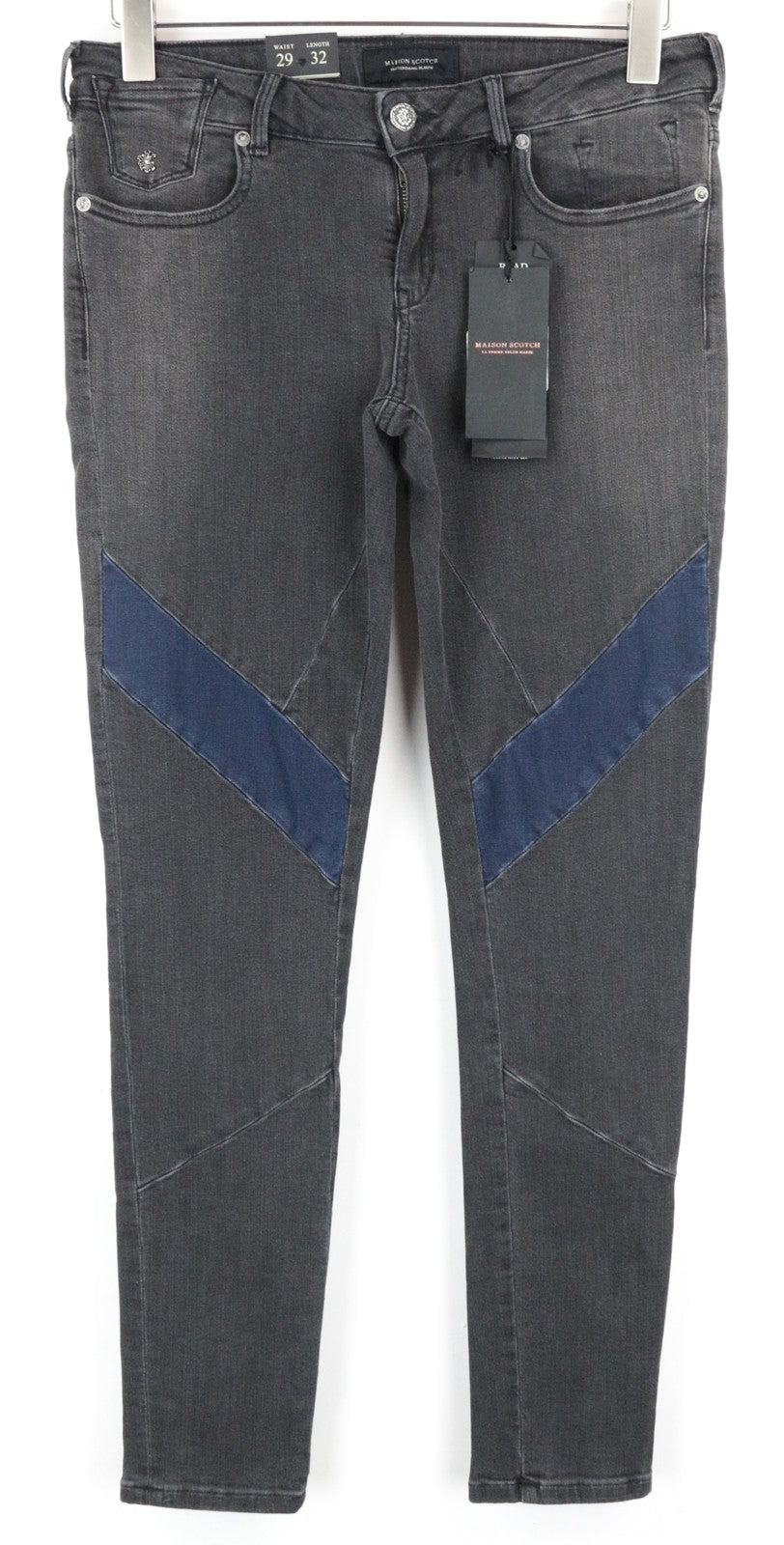 „MAISON SCOTCH La Parisienne“ moteriški W29 L32 pilki medvilniniai „Skinny Fit“ tamprūs džinsai