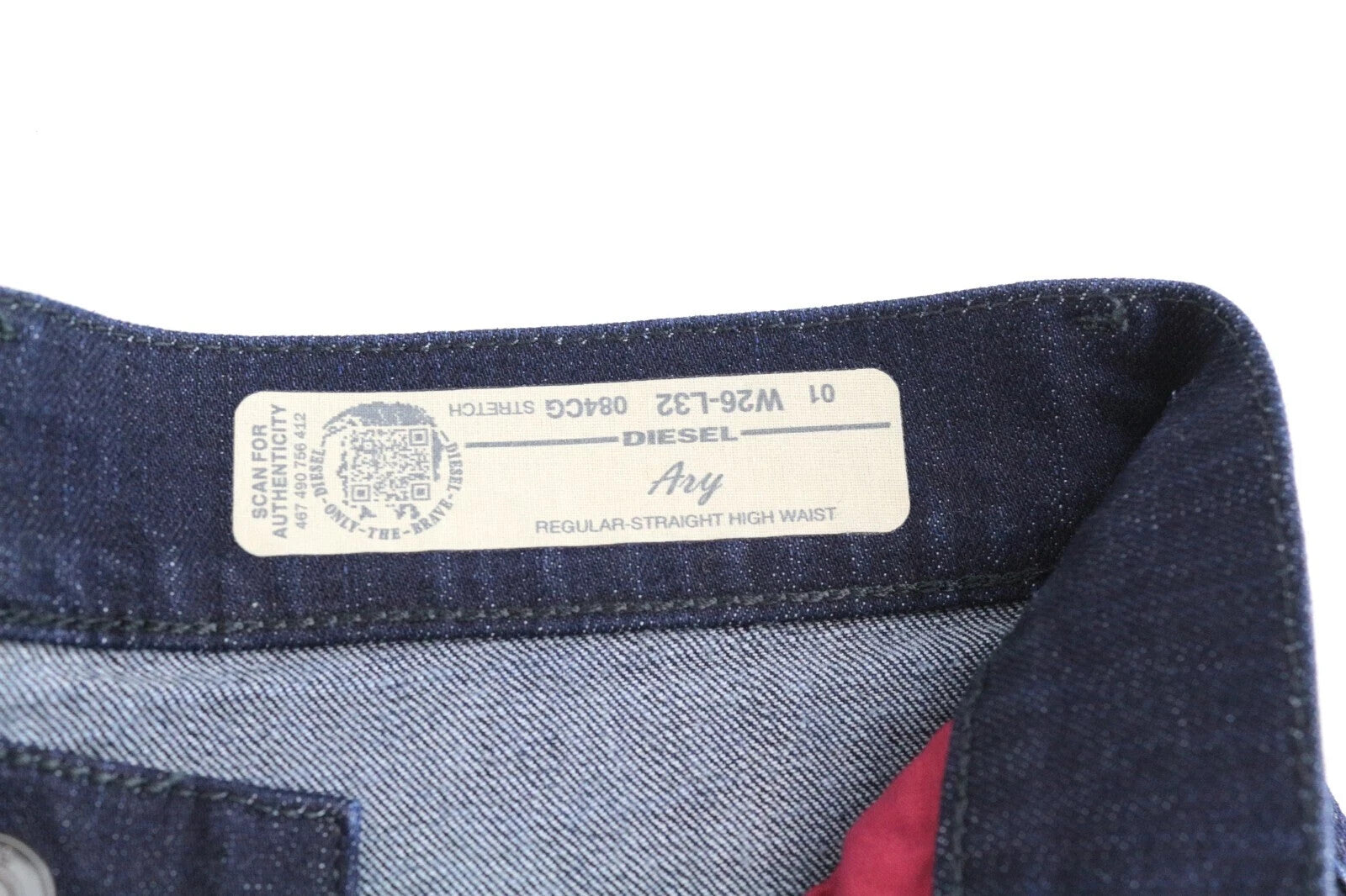 DIESEL Ary 084CG moteriški džinsai W26 L30 aukštu juosmeniu, tamprūs, tiesūs, mėlyni, medvilniniai 