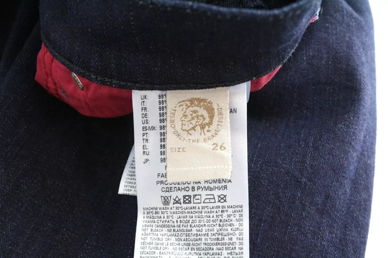 DIESEL Ary 084CG moteriški džinsai W26 L30 aukštu juosmeniu, tamprūs, tiesūs, mėlyni, medvilniniai 