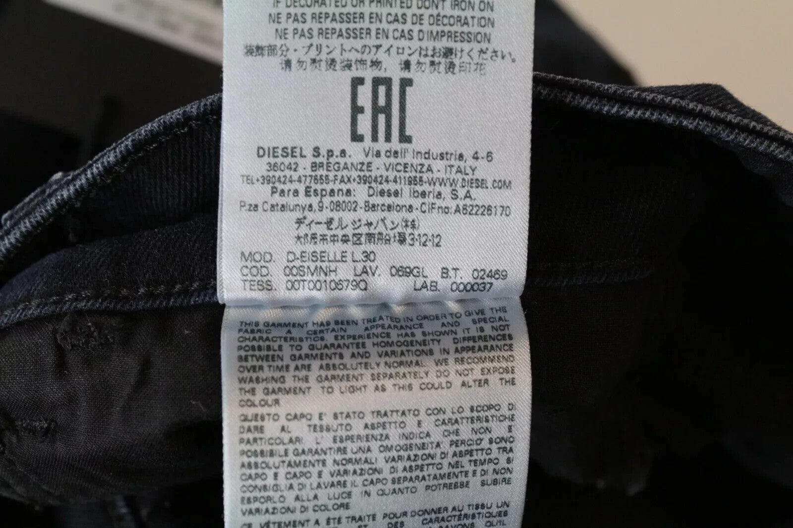 DIESEL D-Eiselle 069GL moteriški W28 L30 tiesūs mėlyni tamprūs medvilniniai džinsai tamprūs 