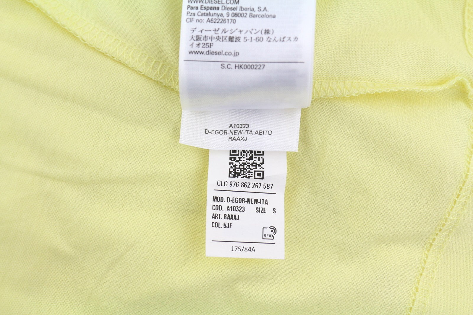 DIESEL D-Egor-New-Ita moteriška suknelė S geltona trumpomis rankovėmis trikotažo laisvalaikio logotipu 