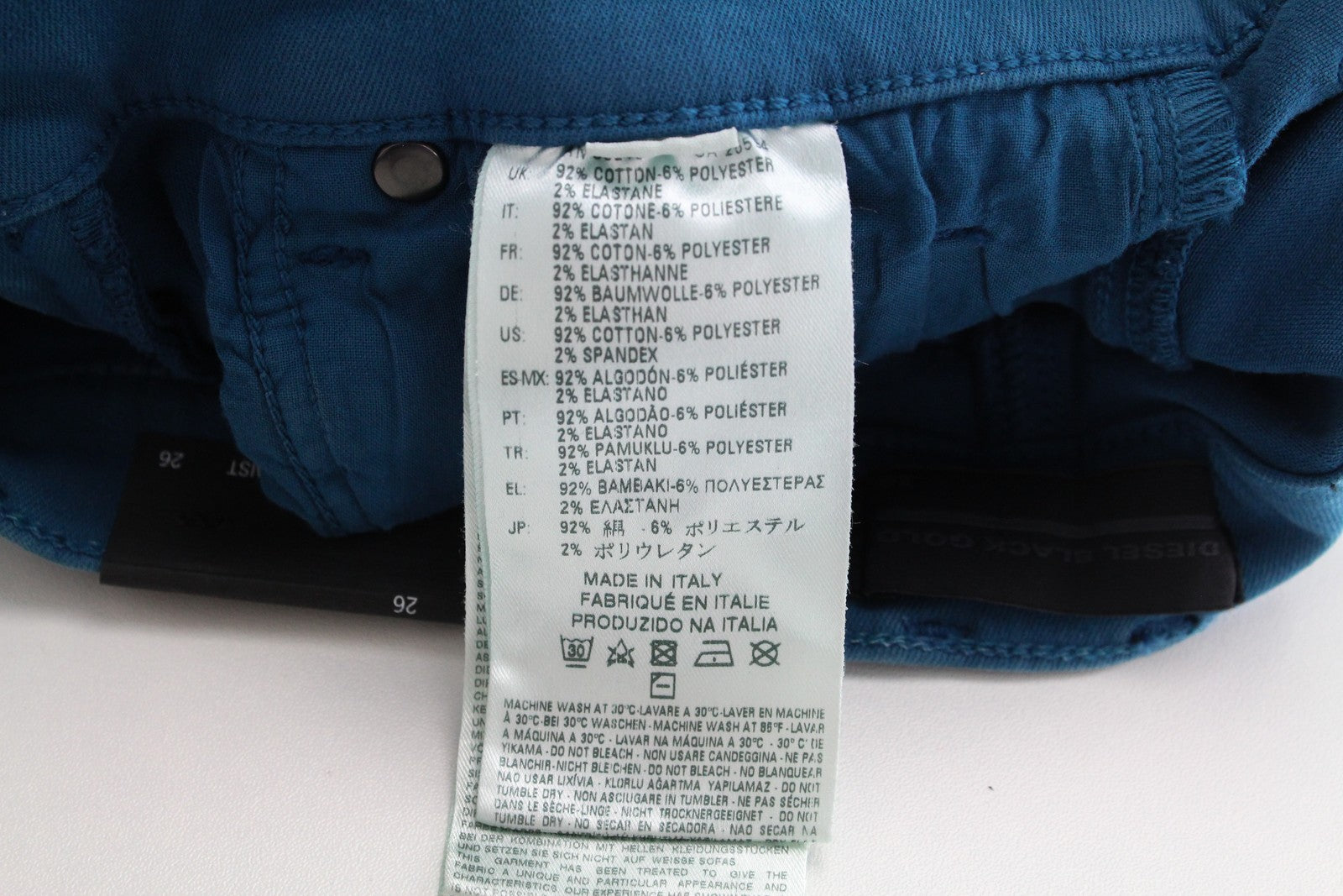 DIESEL BLACK GOLD Type-165A BG8JU moteriški W26 mėlyni aptempti tamprūs džinsai 