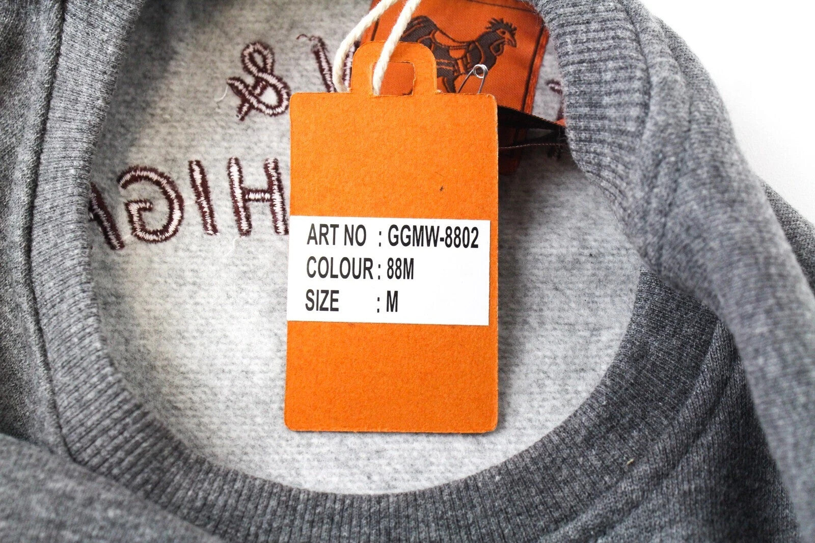 GOOD GENES M vyriškas džemperis apvalia kaklo apykakle, siuvinėtas, vidutinio pilkumo medvilninis melanžas 