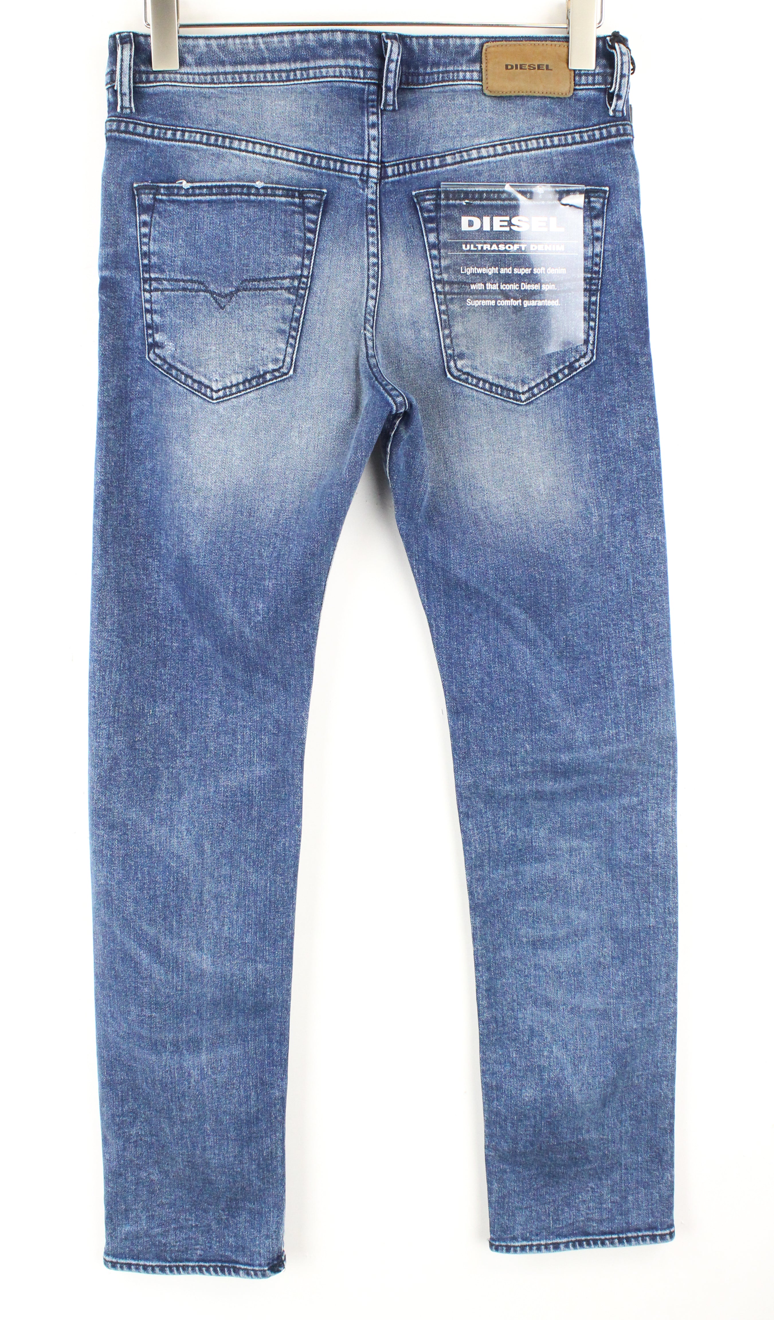 DIESEL Buster 081AQ Men's W29 L32 Jeans Slim Fit Blue Cotton Ripped Stretch