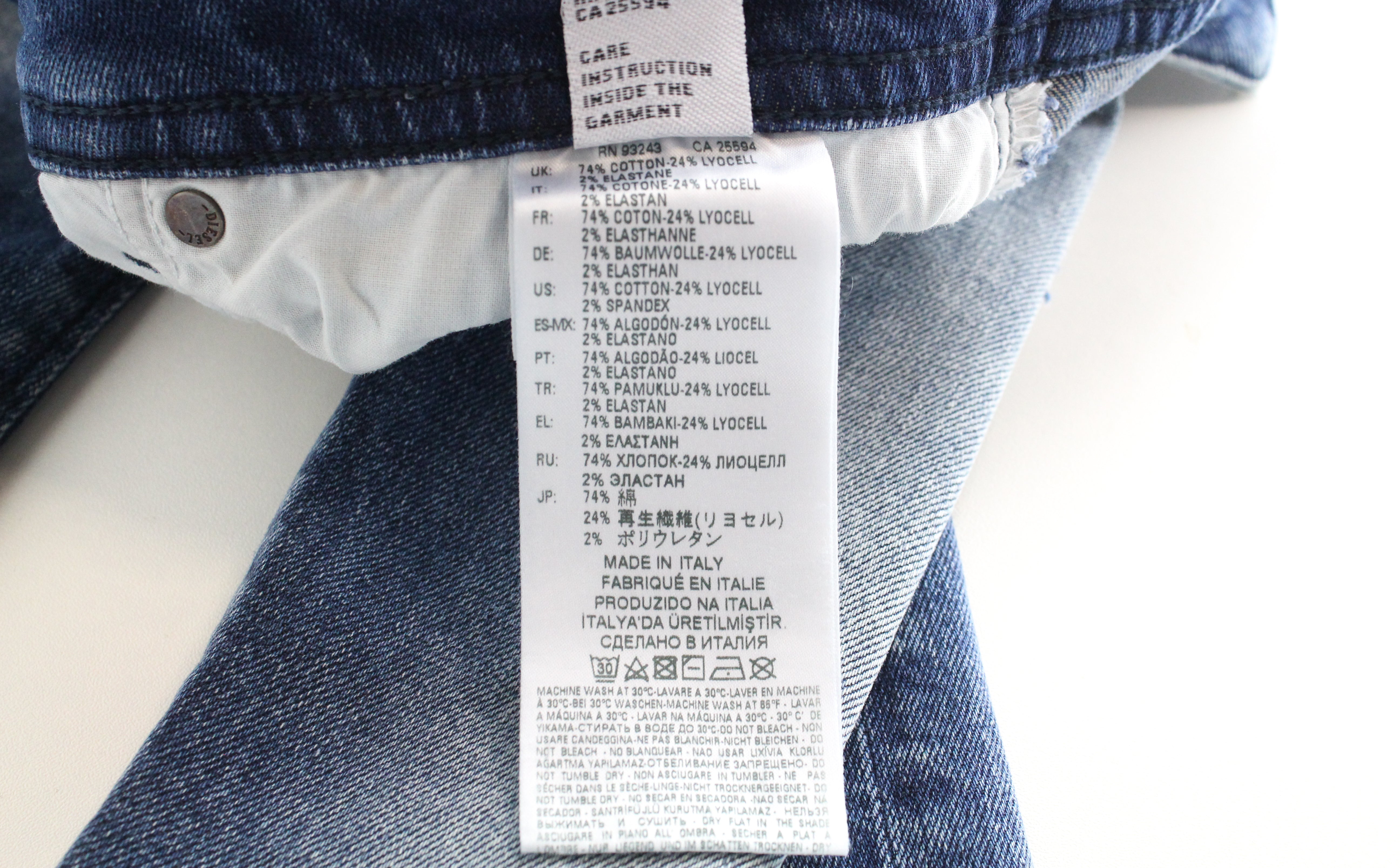 DIESEL Buster 081AQ Men's W29 L32 Jeans Slim Fit Blue Cotton Ripped Stretch