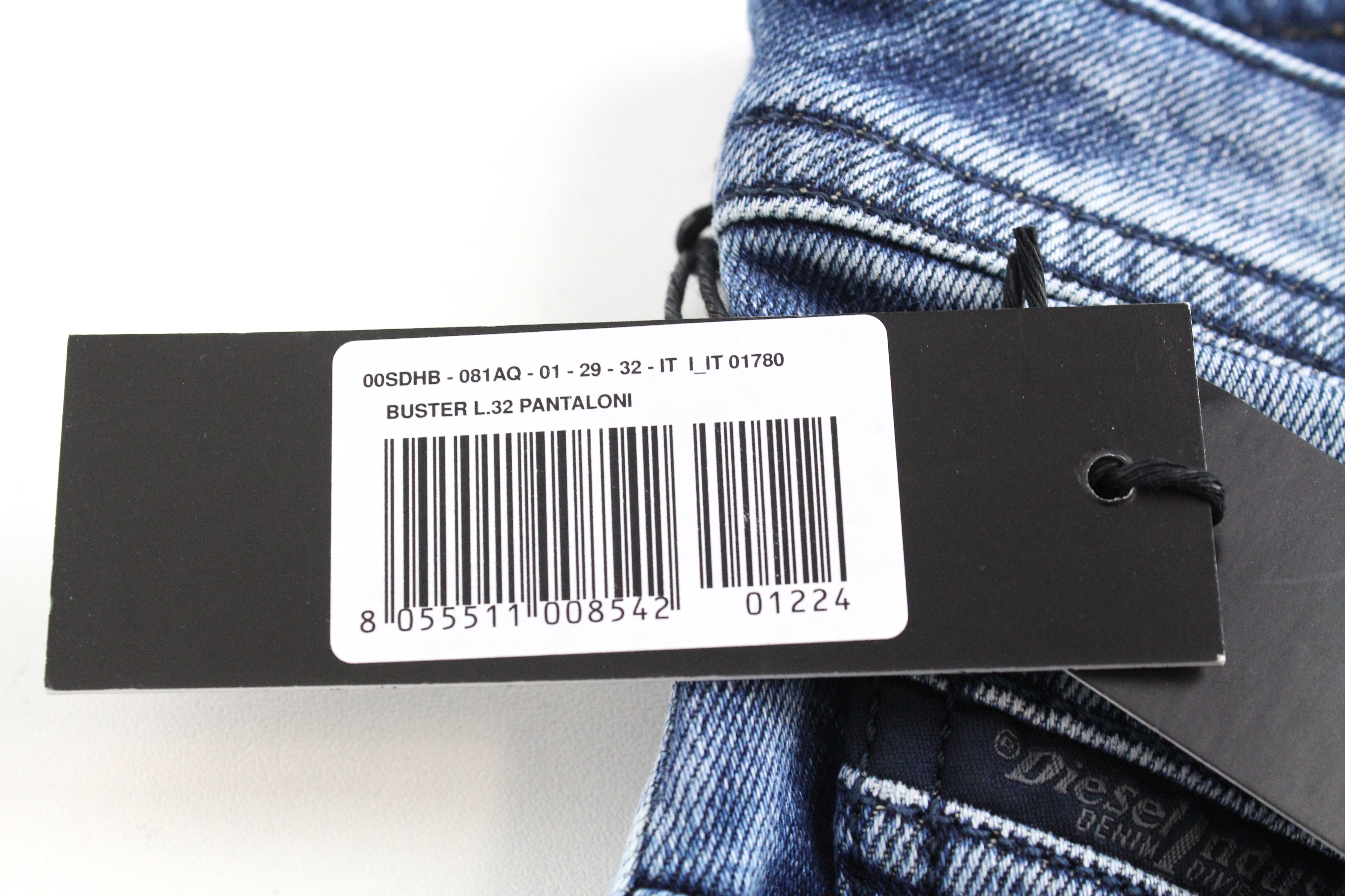 DIESEL Buster 081AQ Men's W29 L32 Jeans Slim Fit Blue Cotton Ripped Stretch