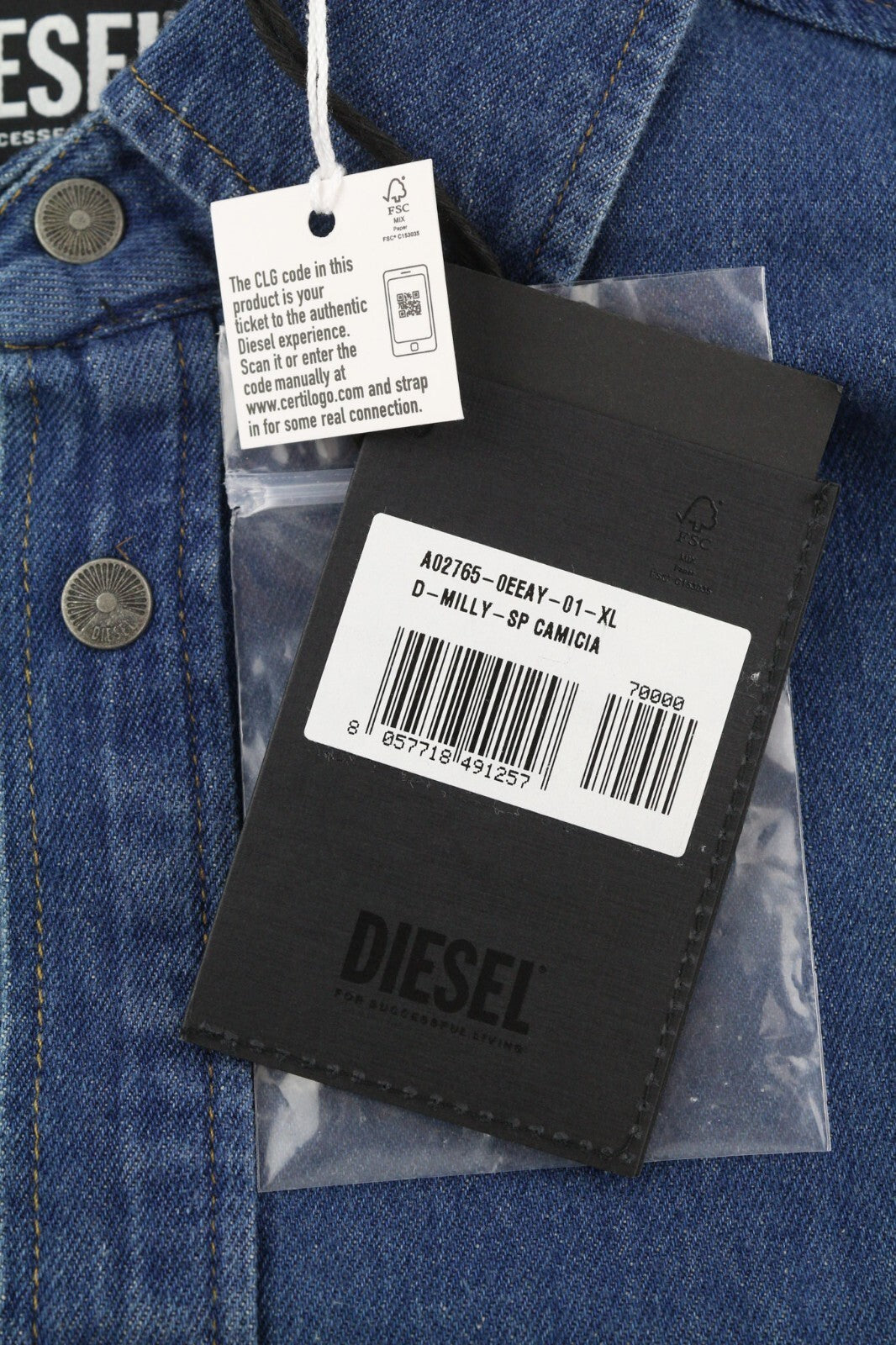 DIESEL D-Milly-Sp vyriški marškinėliai XL dydžio, su spaudėmis, išplatinta apykakle, mėlyni. RRP 195 €.