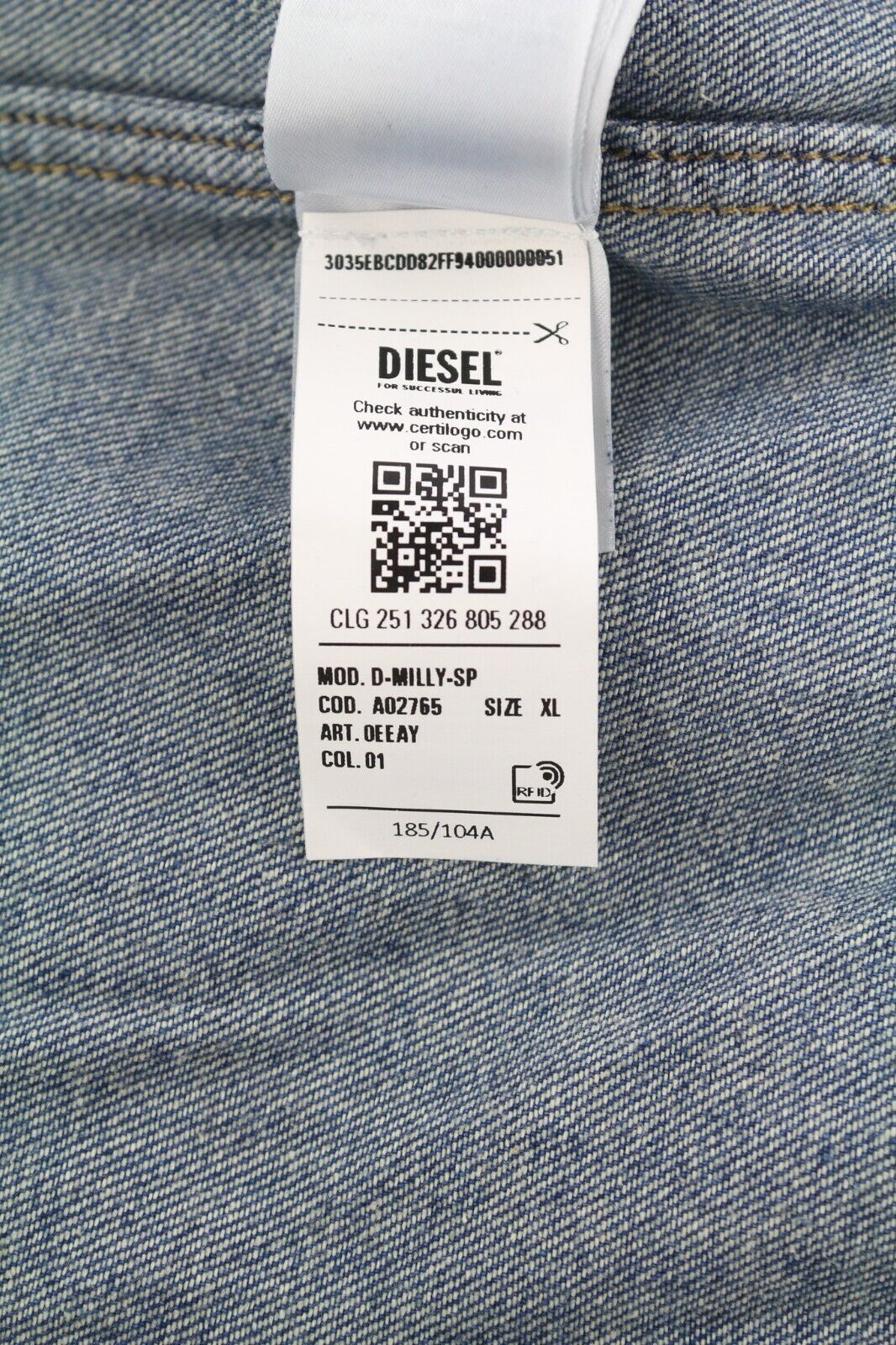 DIESEL D-Milly-Sp vyriški marškinėliai XL dydžio, su spaudėmis, išplatinta apykakle, mėlyni. RRP 195 €.