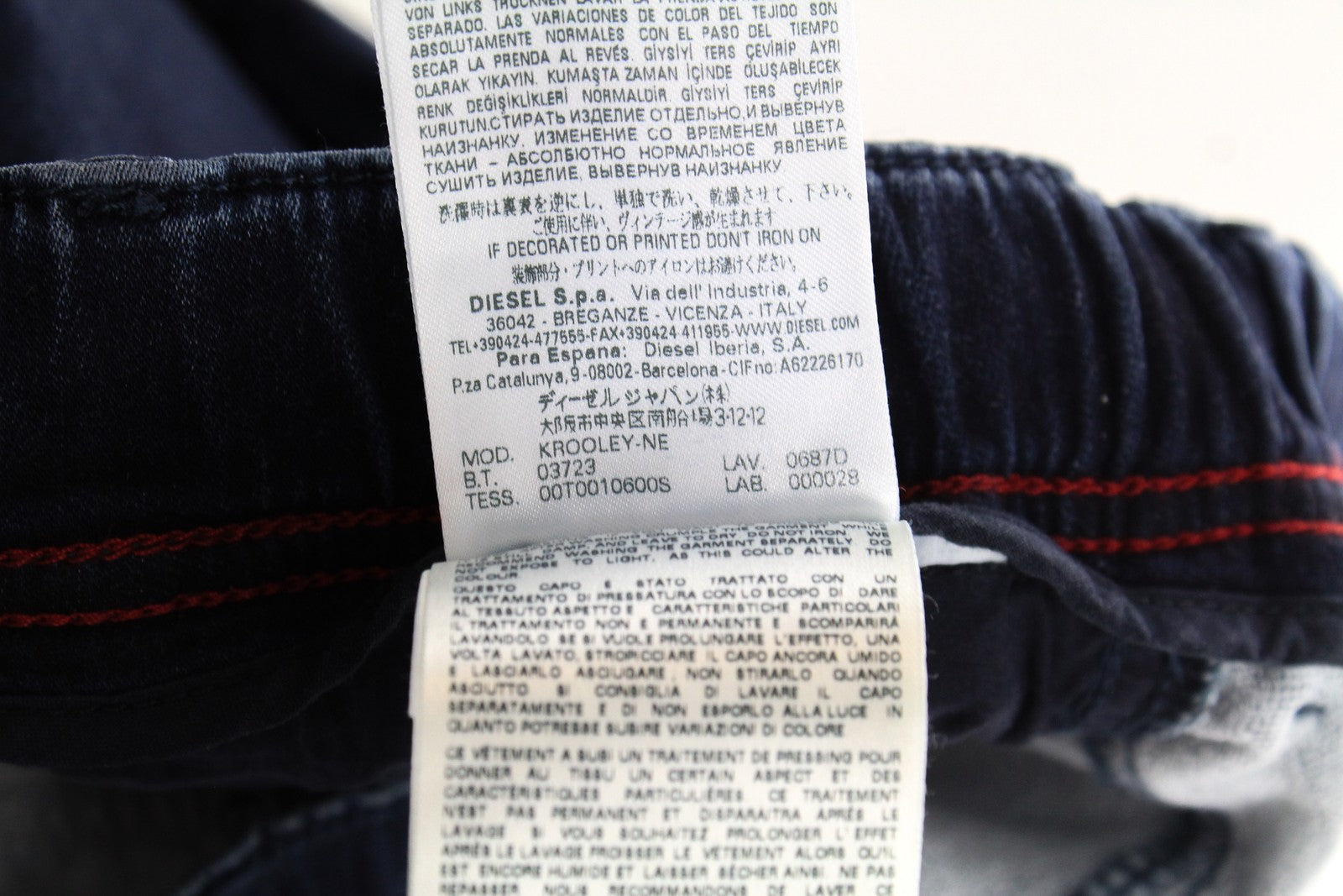 DIESEL Krooley-NE 0687D vyriški W28 užtrauktukai joggingam kirpimui skirti džinsai, mėlyni, tamprūs, ploni 