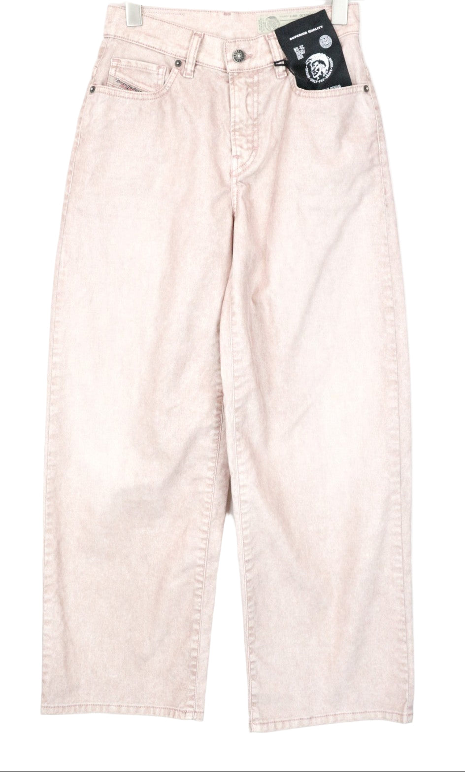 DIESEL Widee 0091T moteriški W25 L30 džinsai šviesiai rožiniai aksominiai platėjantys tamprūs džinsai 