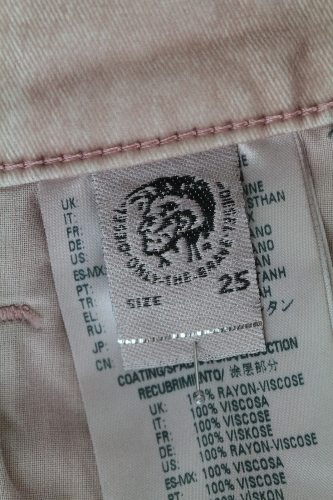 DIESEL Widee 0091T moteriški W25 L30 džinsai šviesiai rožiniai aksominiai platėjantys tamprūs džinsai 