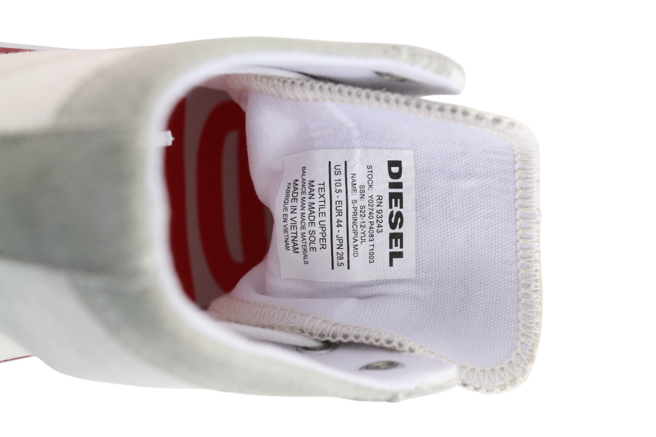 DIESEL S-Principia Mid vyriški sportbačiai, balti, aukštakulniai, EU44, RRP 185 € 