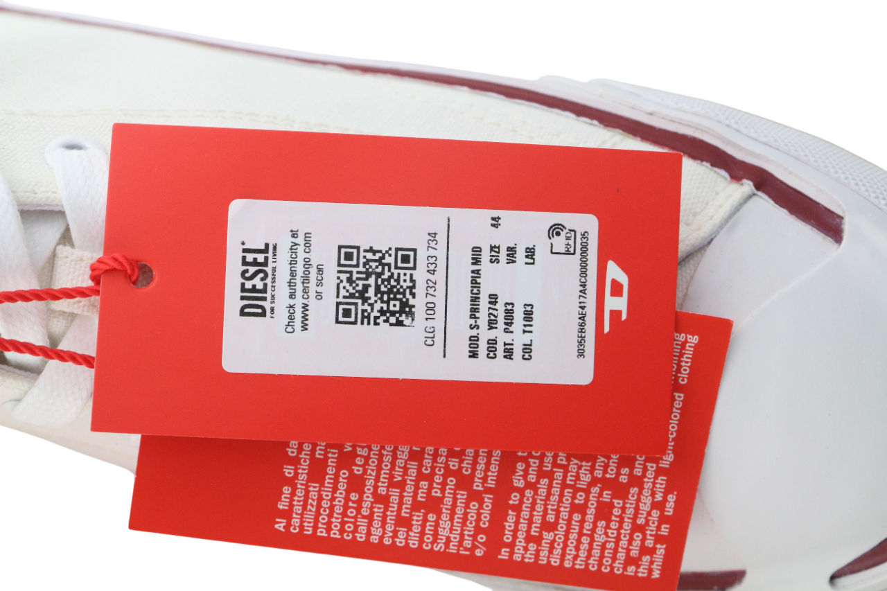 DIESEL S-Principia Mid vyriški sportbačiai, balti, aukštakulniai, EU44, RRP 185 € 