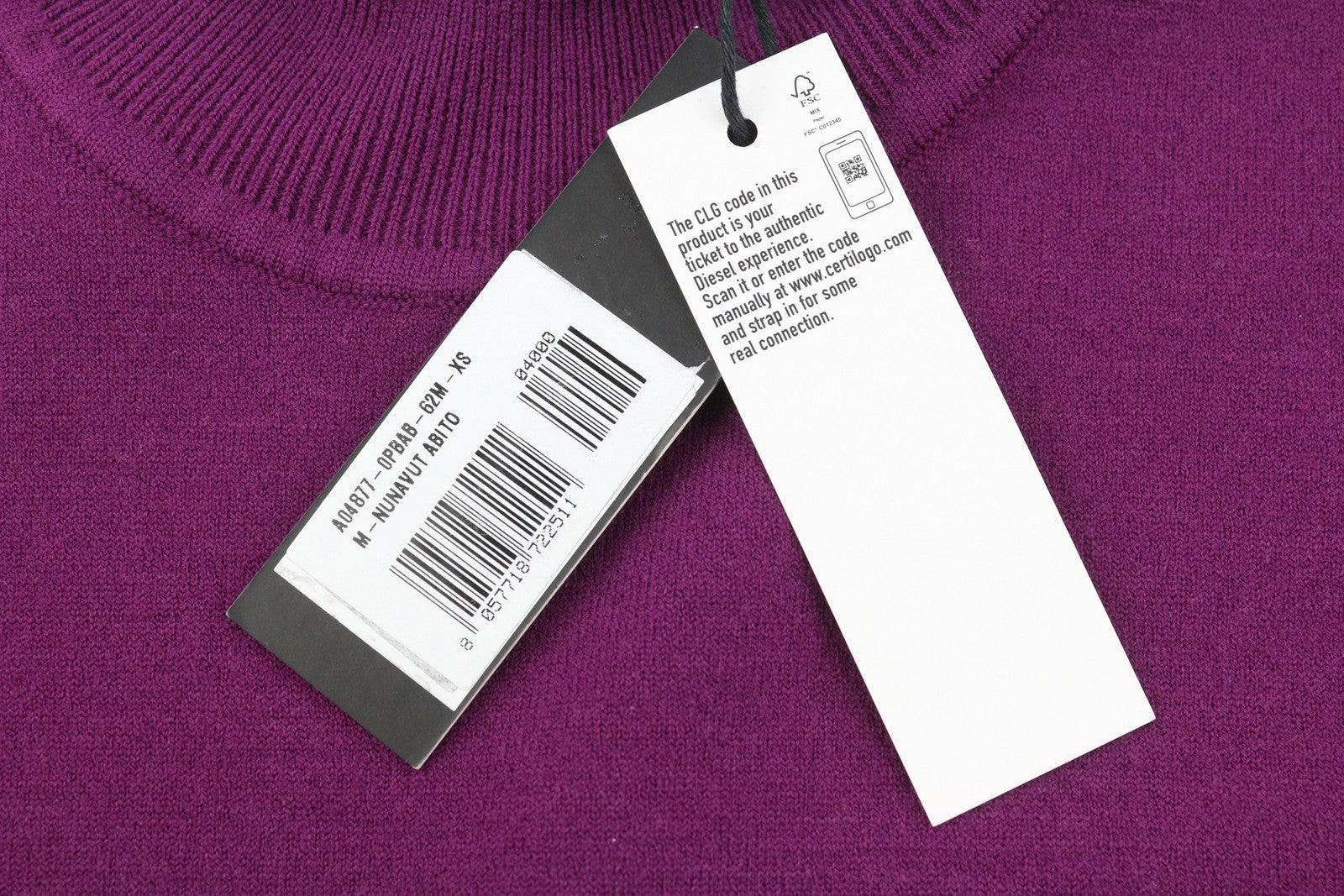 DIESEL M-Nunavut moteriška suknelė XS, violetinė, megzta, vilnos mišinio, aukšta apykakle. RMK 295 €. 