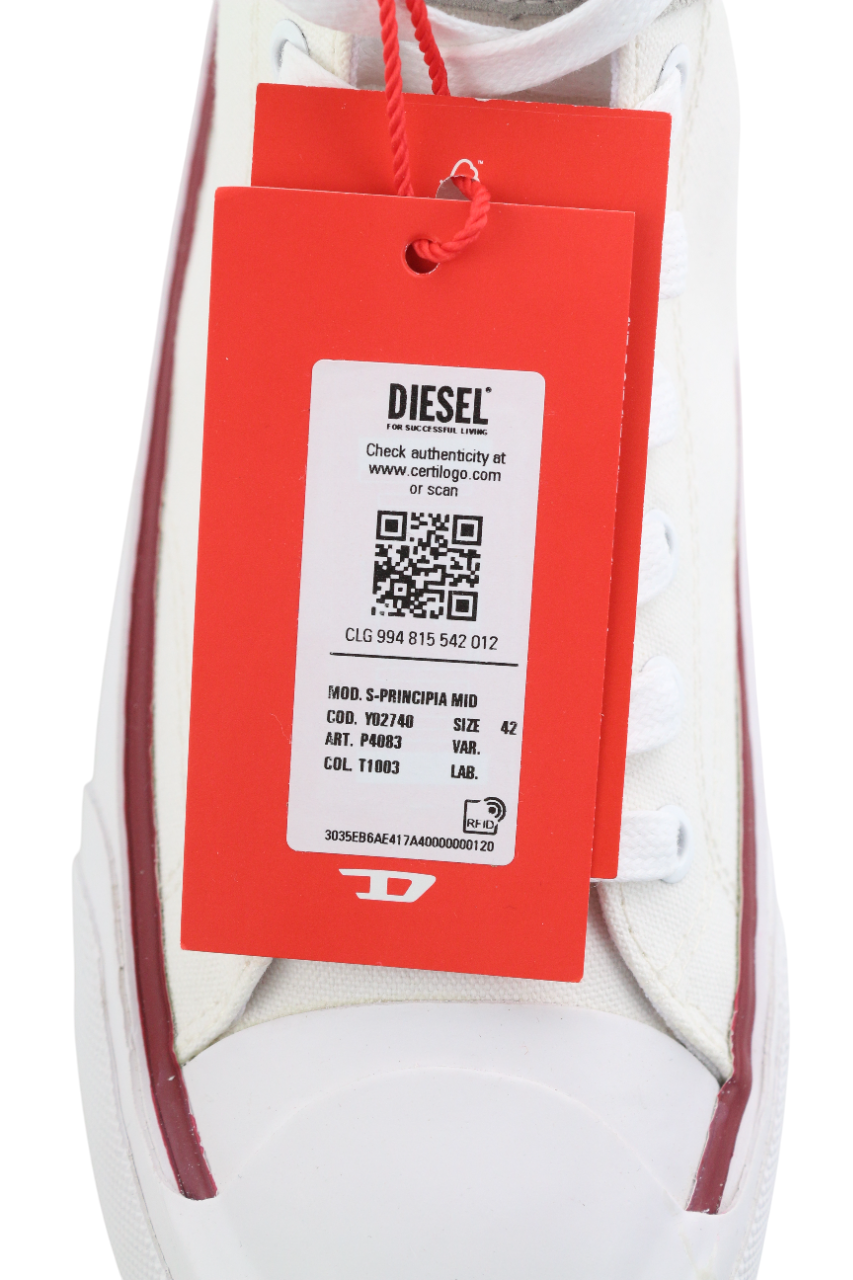 DIESEL S-Principia Mid vyriški sportbačiai, EU42, balti, suvarstomi, RRP 185 € 