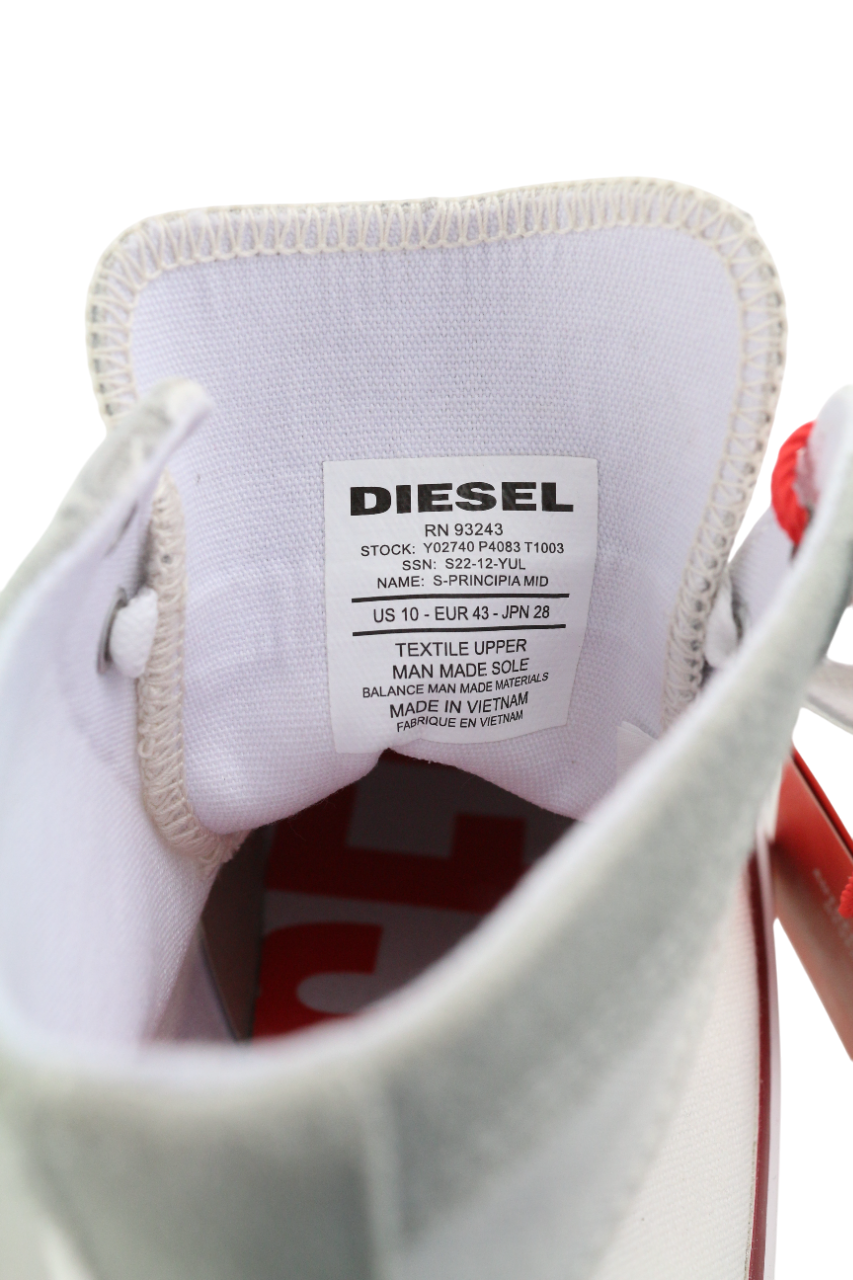 DIESEL S-Principia Mid vyriški sportbačiai, EU43, balti, aukštakulniai, RRP 185 € 